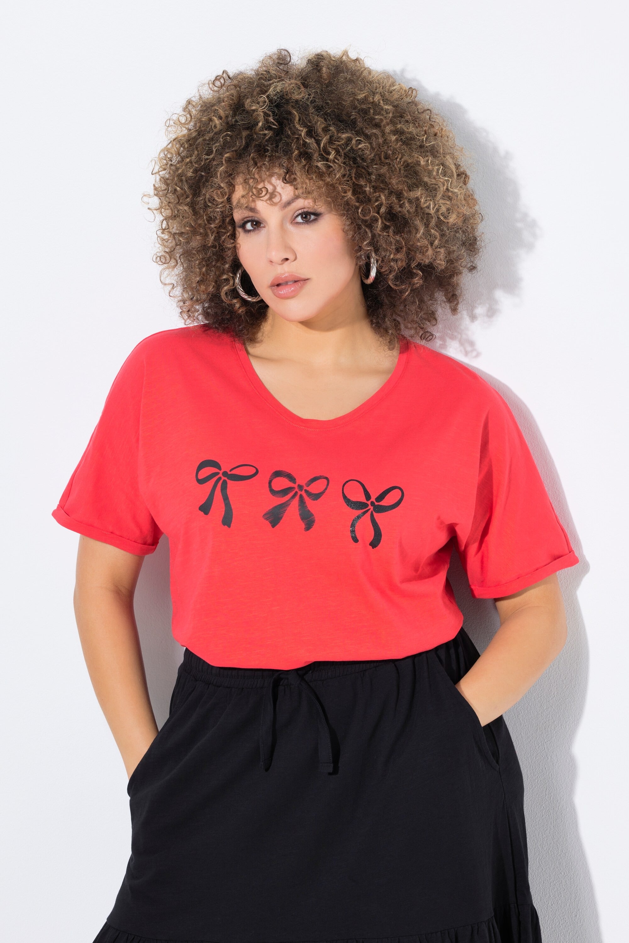 Ulla Popken Red Bow T-Shirt