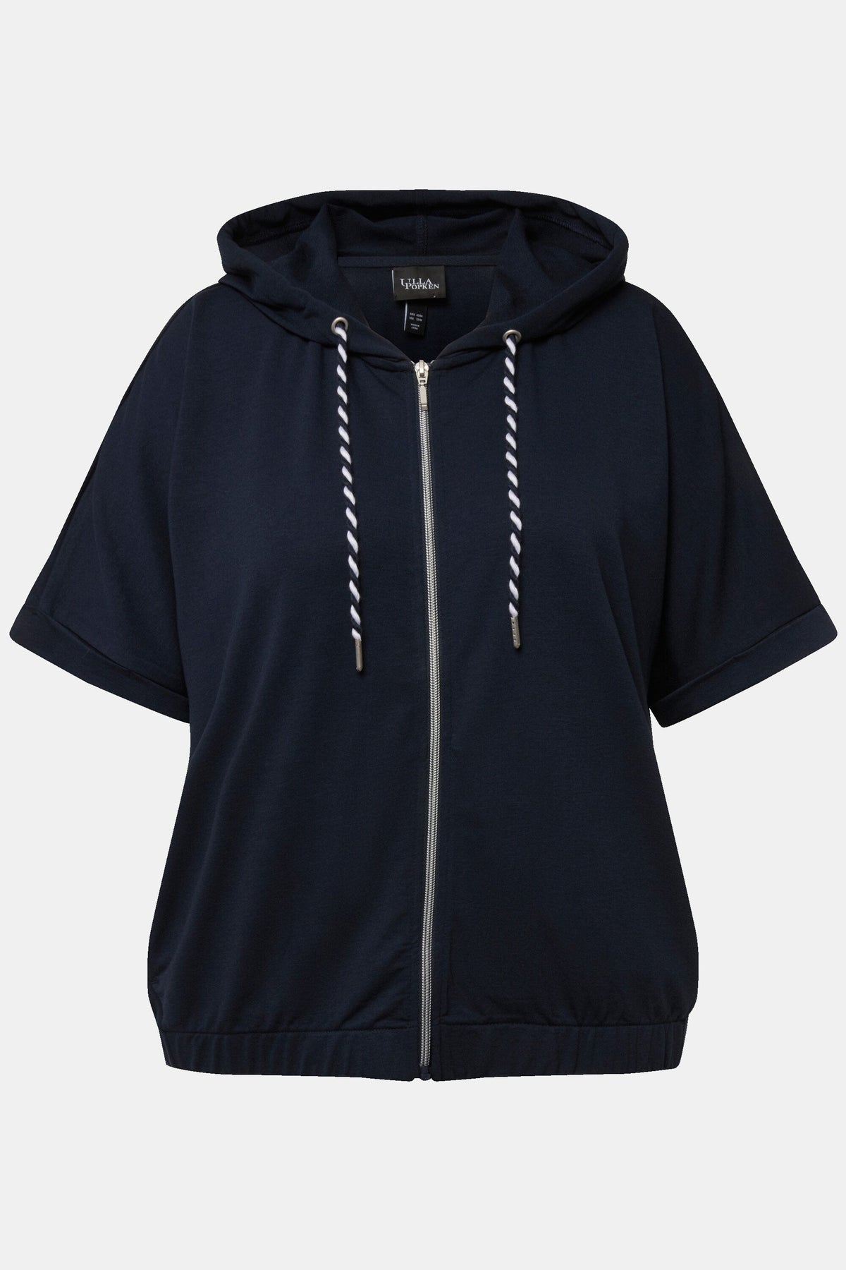 Ulla Popken Zipped Hoodie in Navy