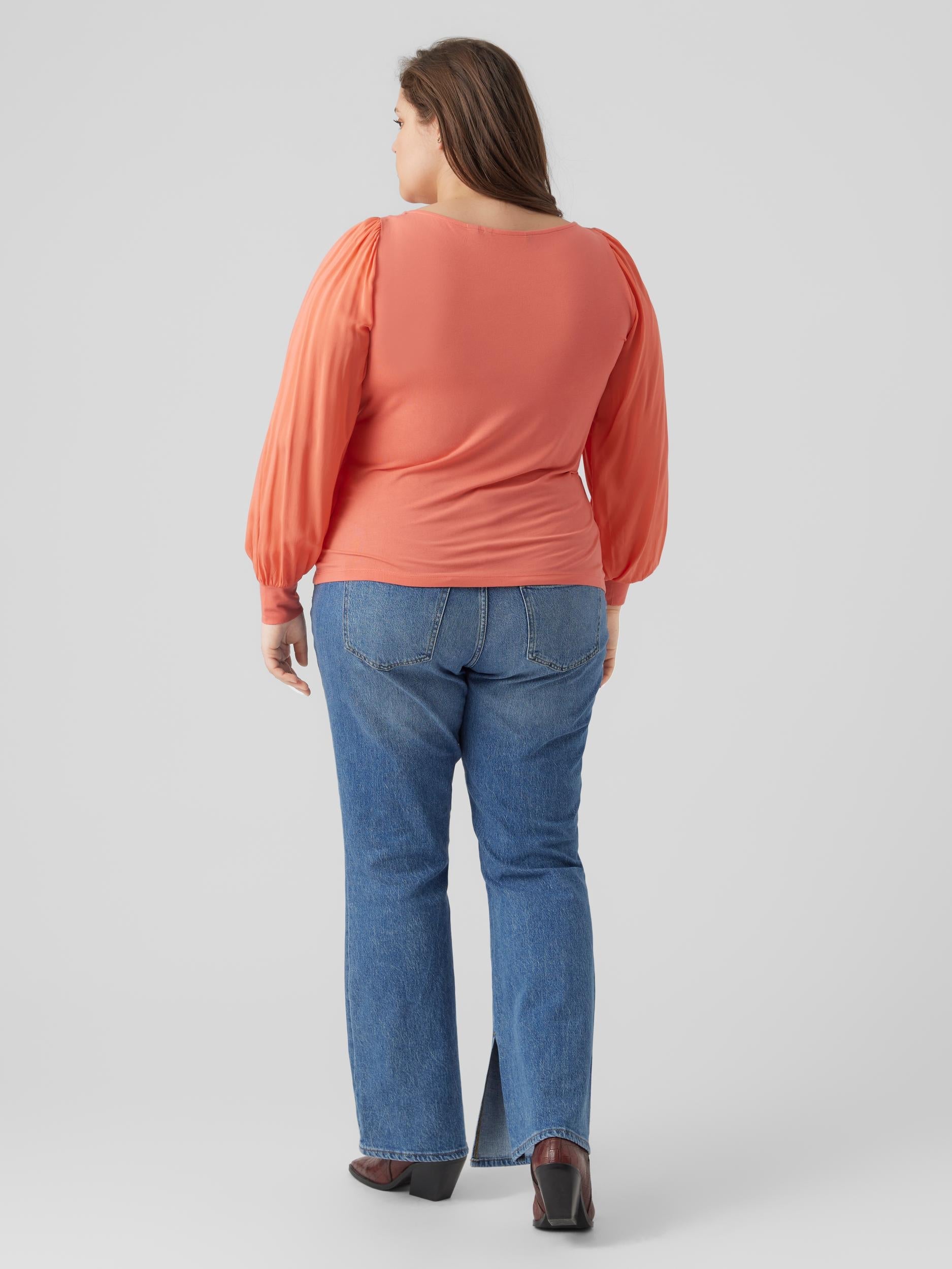 Vero Moda Curve Randi Coral Top - Wardrobe Plus