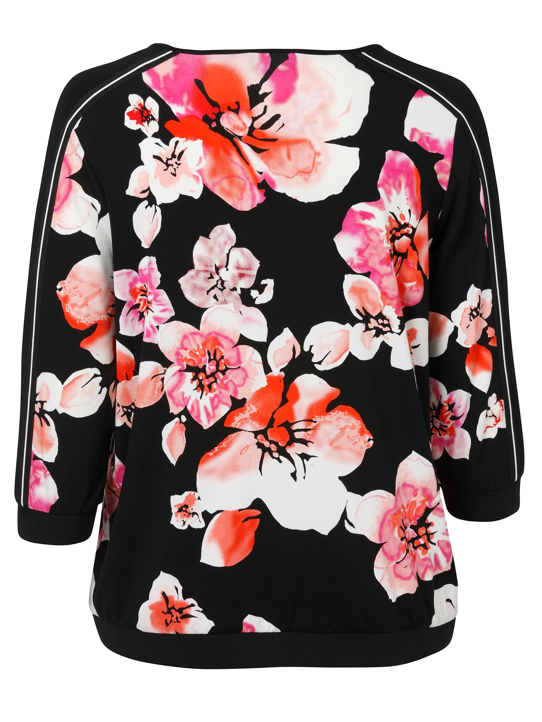 Via Appia Due Black Floral Top - Wardrobe Plus