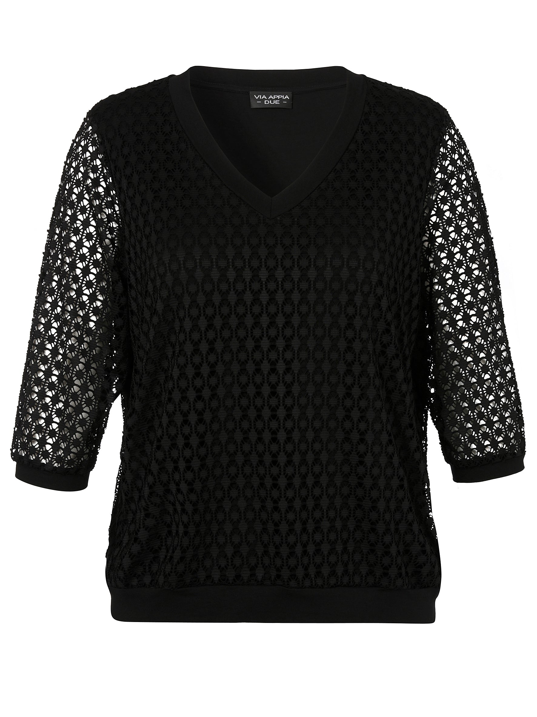 Via Appia Due Black Lace Top