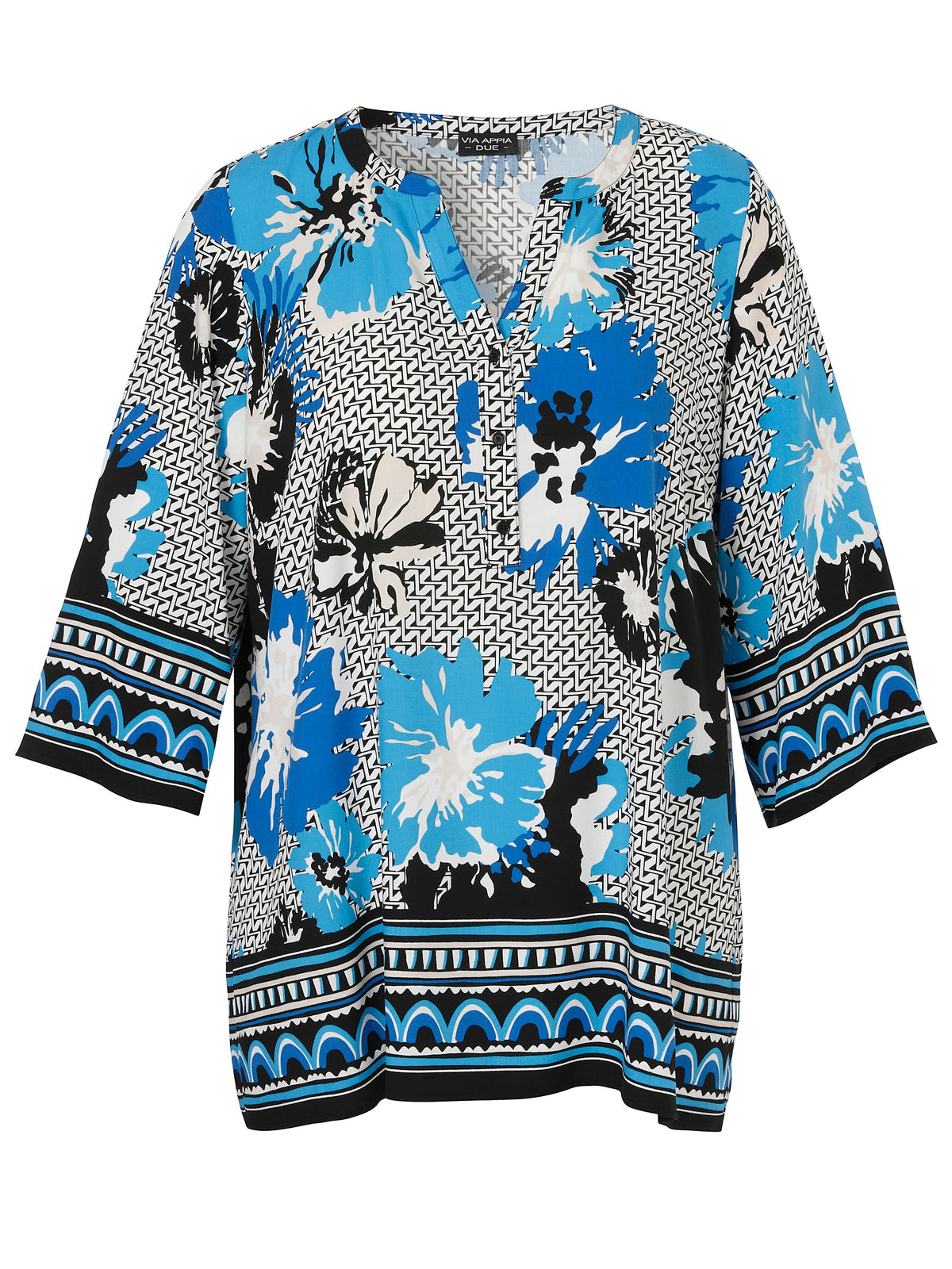 Via Appia Due Blue Printed Shirt Tunic