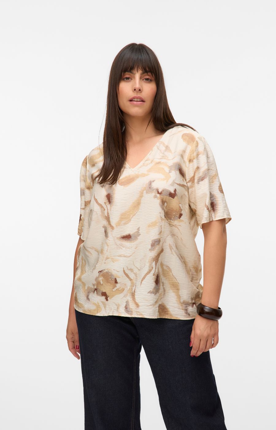 Vero Moda Curve Cille Top in Beige