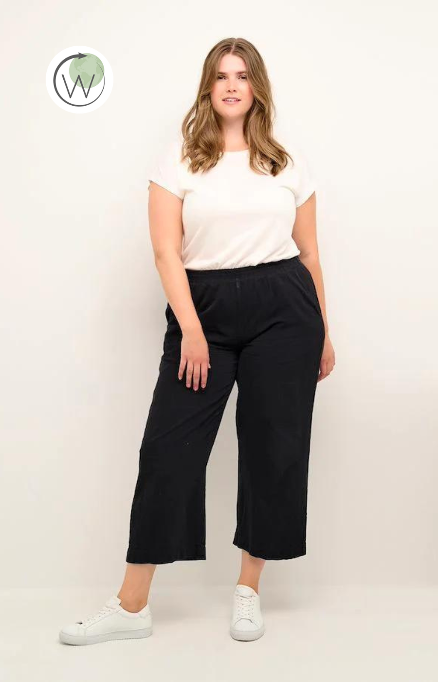 Kaffe Curve Nana Culottes in Navy - Wardrobe Plus