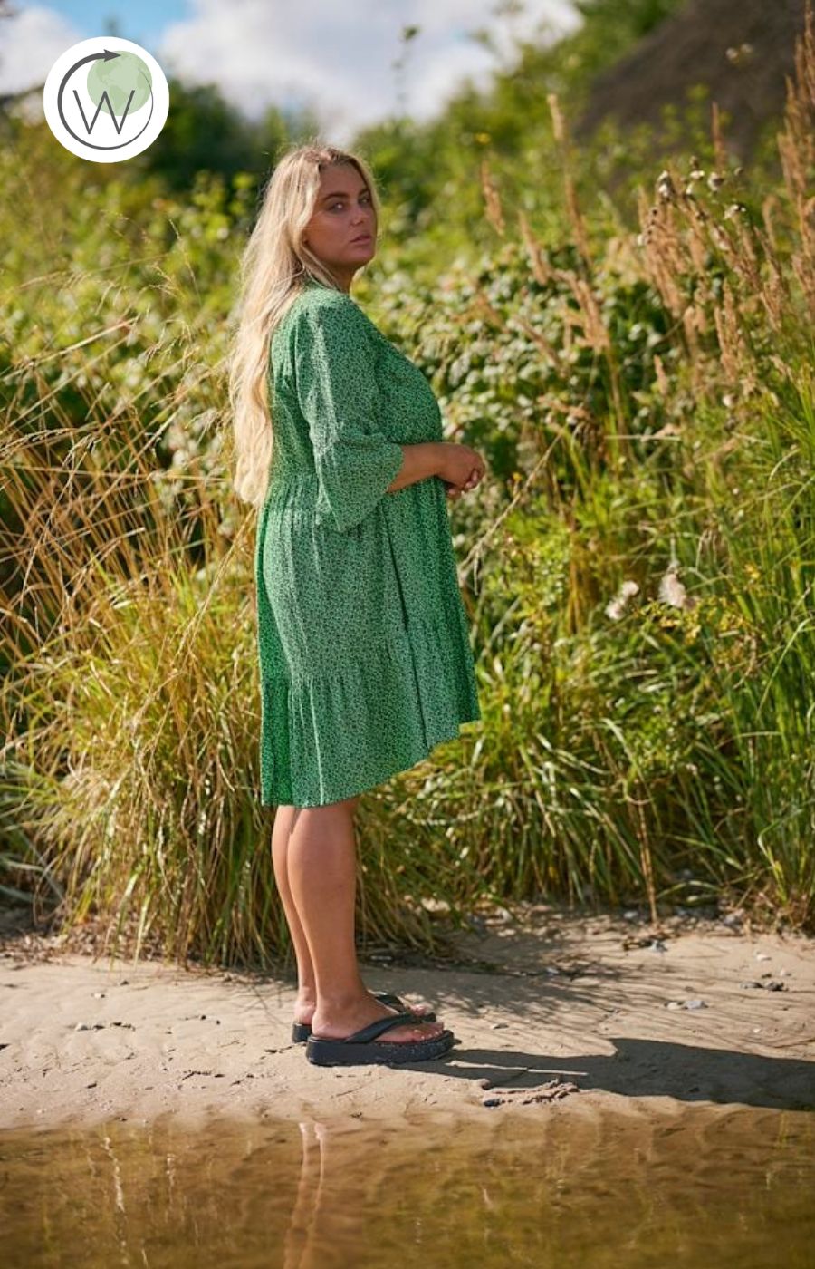 Kaffe Curve Ami Dress in Green Floral