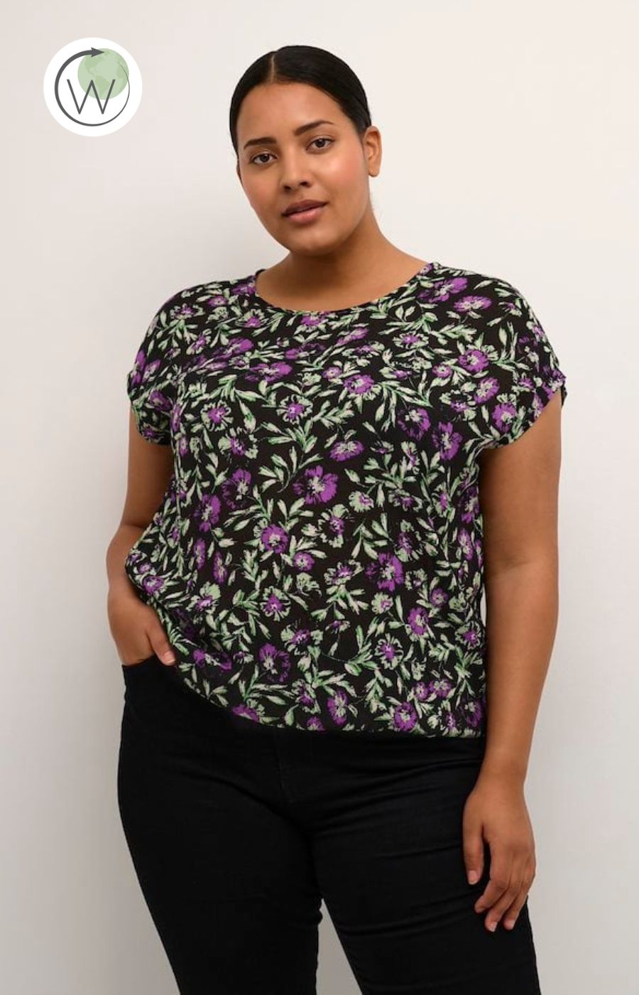 Kaffe Curve Ami Blouse in Purple Flower
