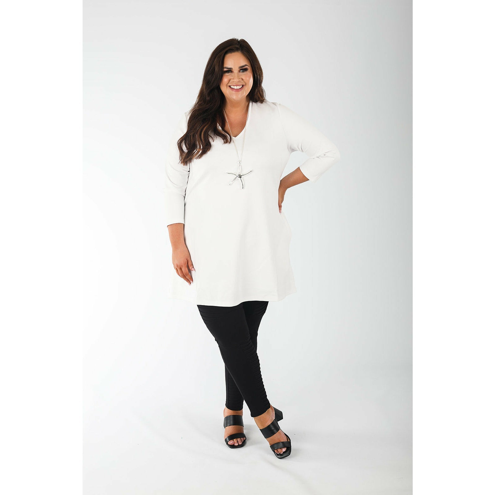 Mellomi Becky Tunic in White - Wardrobe Plus