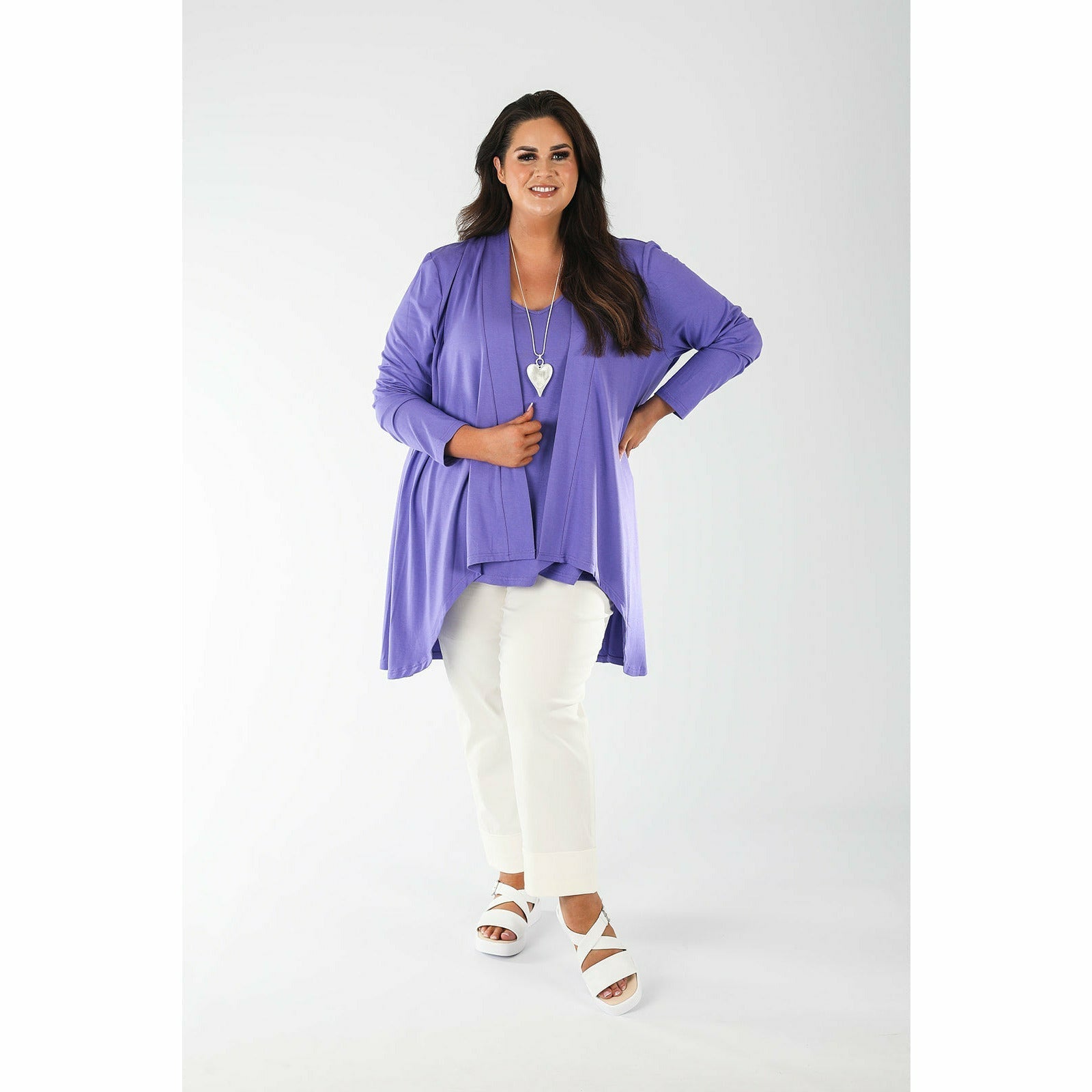 Mellomi Cara Cardigan in Purple - Wardrobe Plus