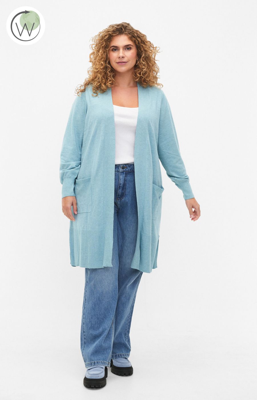 Zizzi Ella Cardigan in Aqua