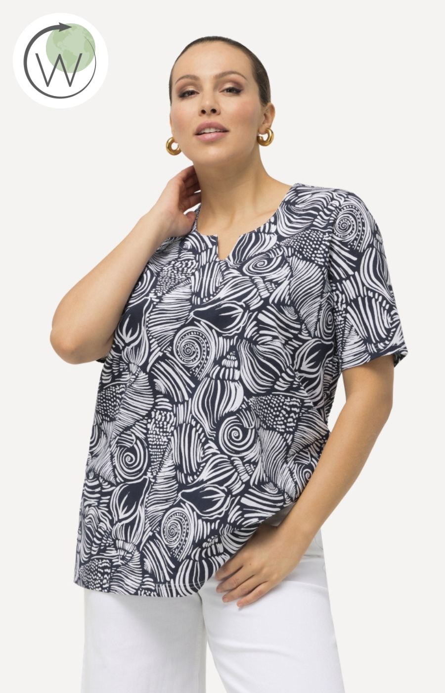 Ulla Popken Seashell Top in Navy