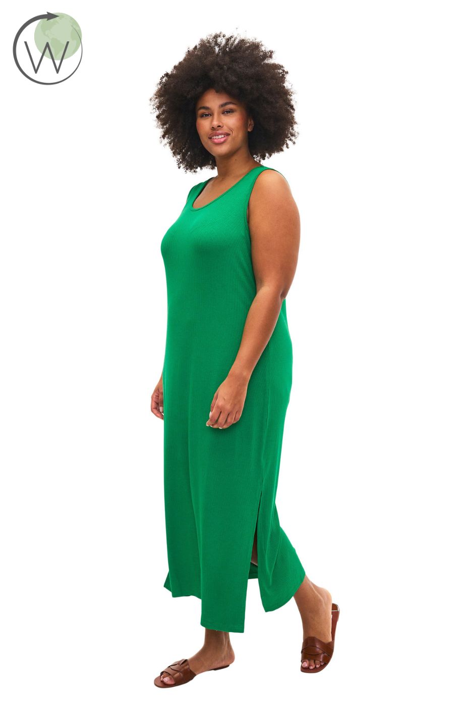 Zizzi Sleeveless Carly Dress in Green