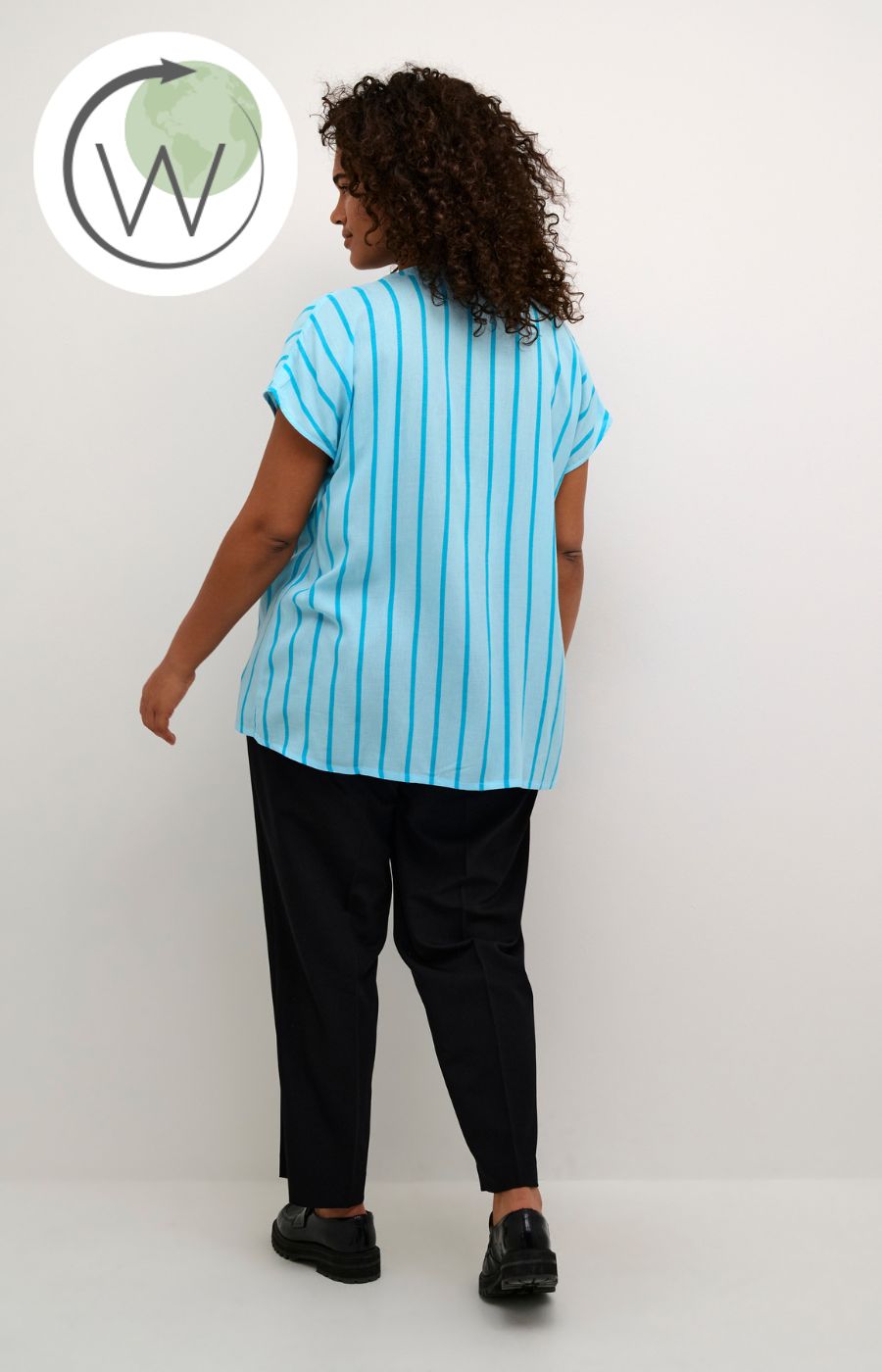 Kaffe Curve Sida Striped Blouse in Blue