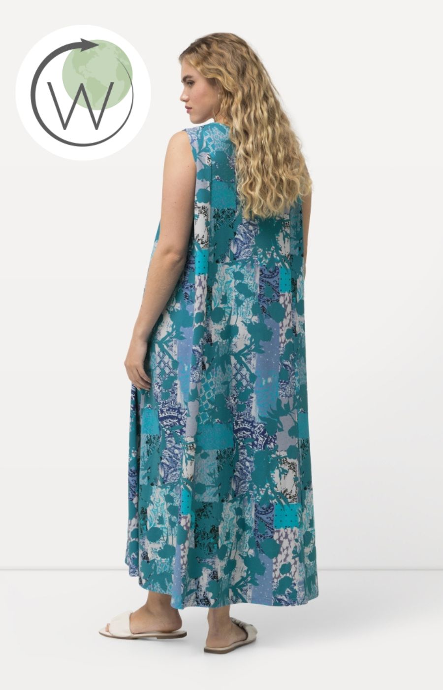 Ulla Popken Patch Print Dress in Aqua