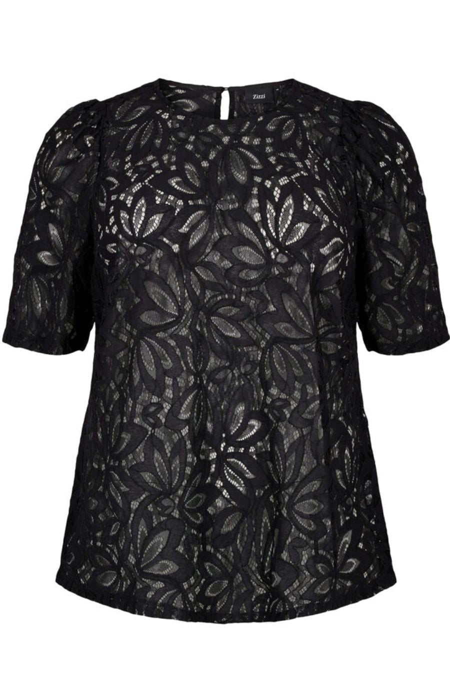 Zizzi Larasy Lace Blouse in Black