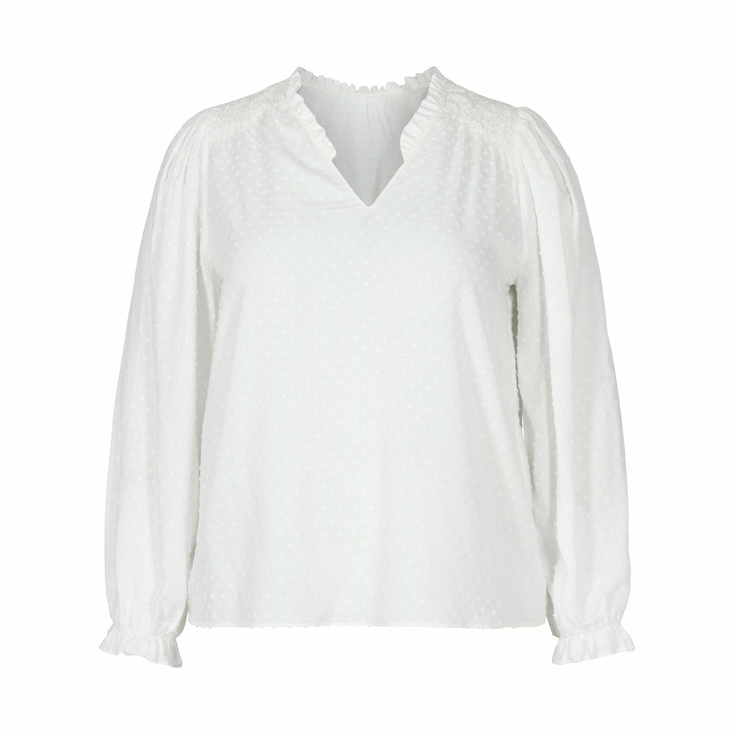 Zizzi Long Sleeve Blouse in White - Wardrobe Plus