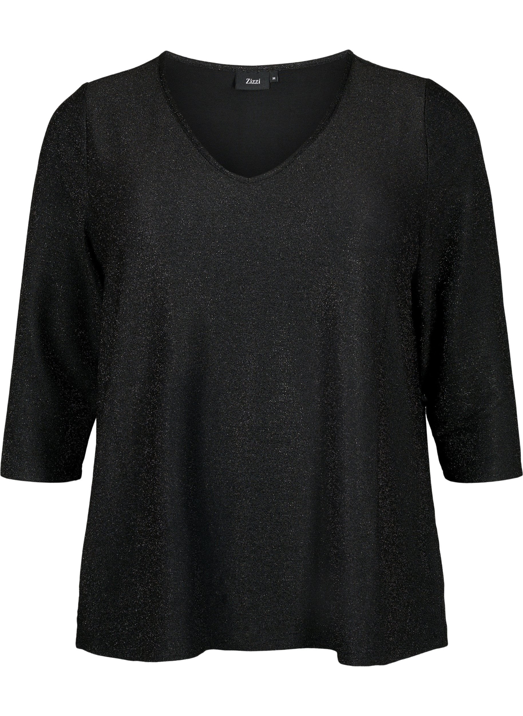 Zizzi Dania Sparkle Top in Black