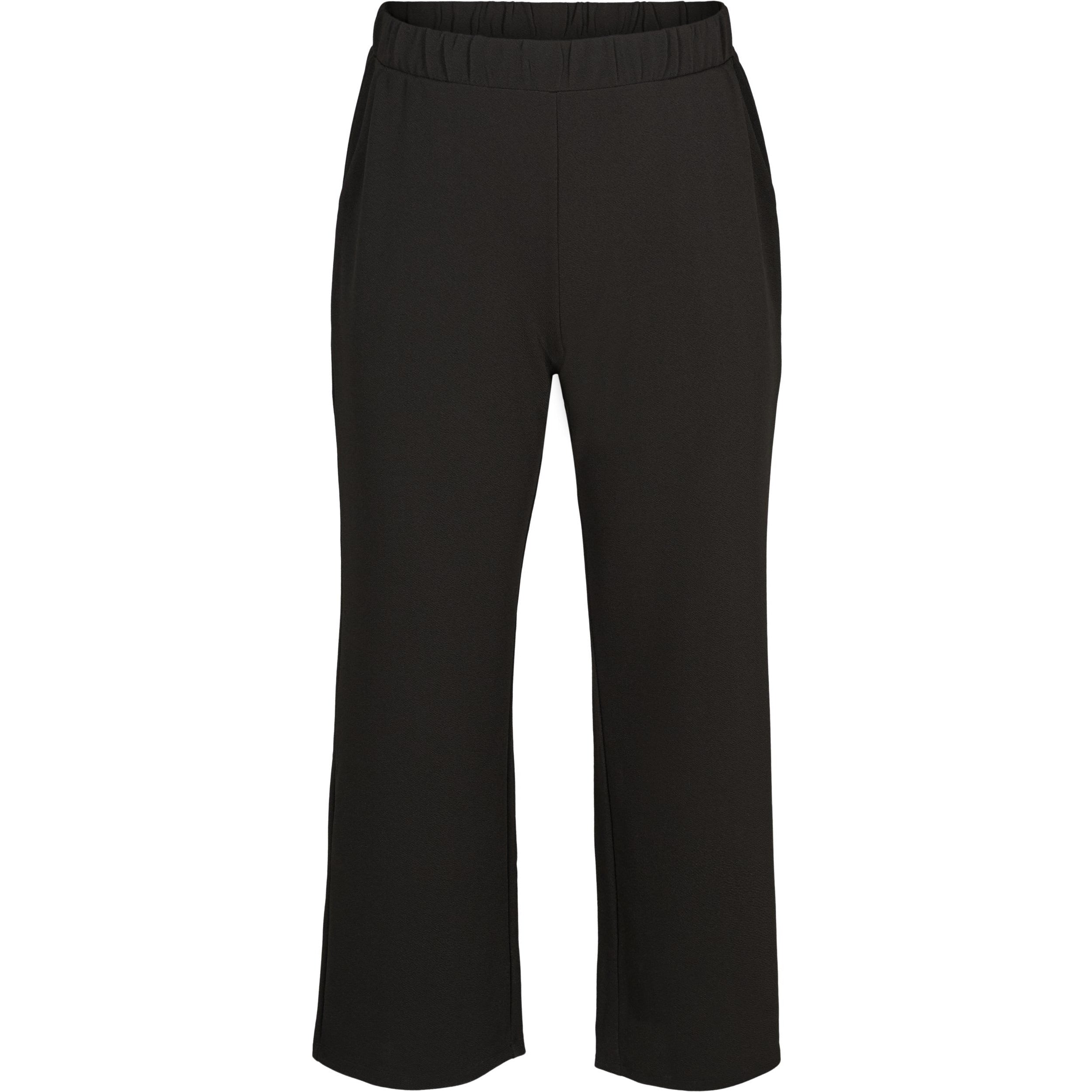 Zizzi Adelyn Wide Leg Trouser in Black - Wardrobe Plus