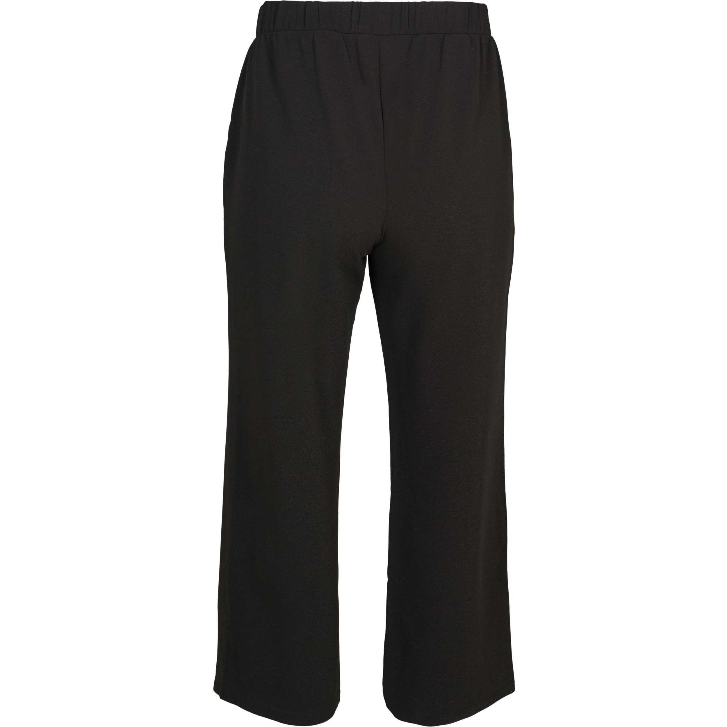 Zizzi Adelyn Wide Leg Trouser in Black - Wardrobe Plus