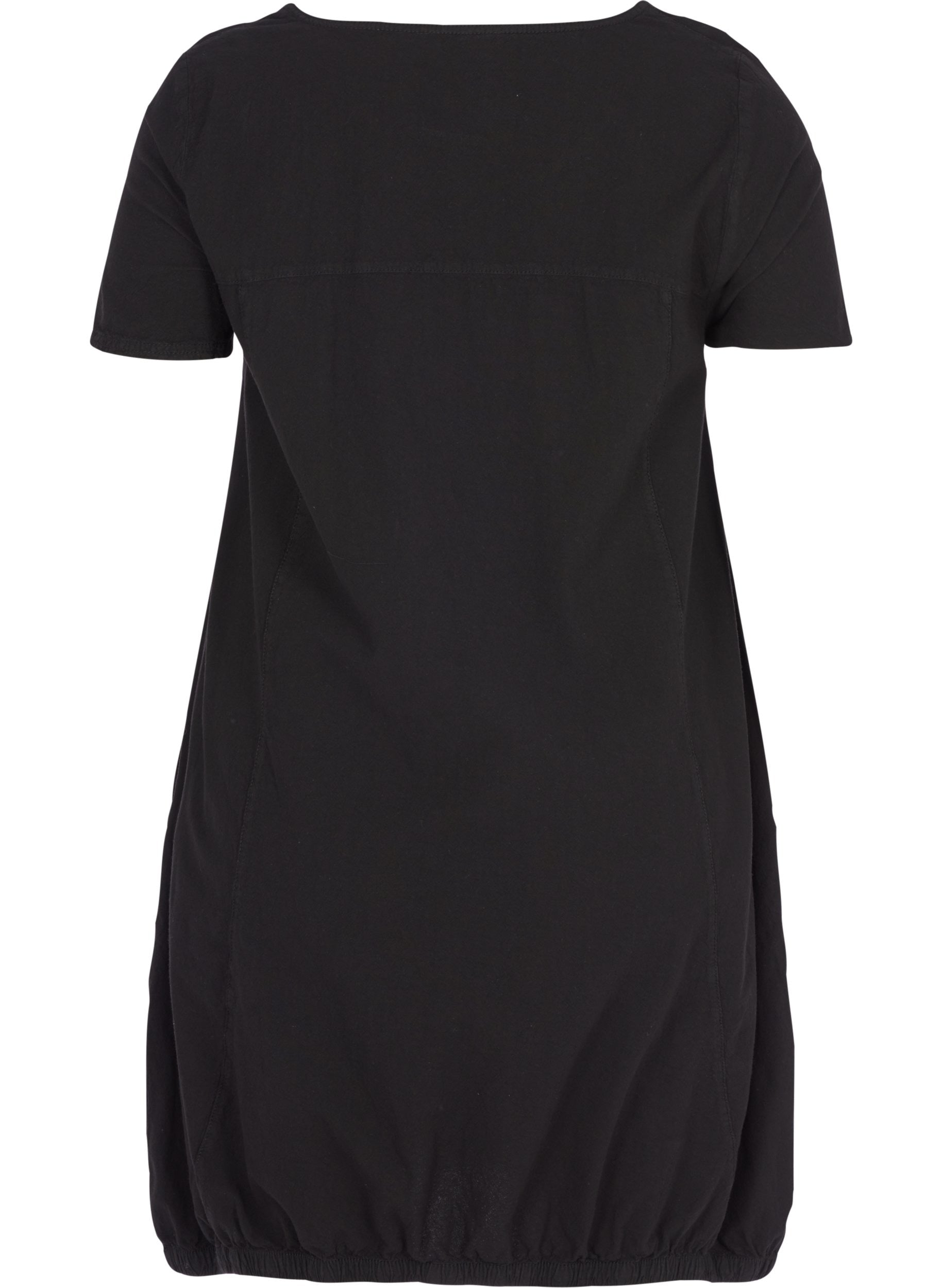 Zizzi Cotton Bubble Dress in Black - Wardrobe Plus