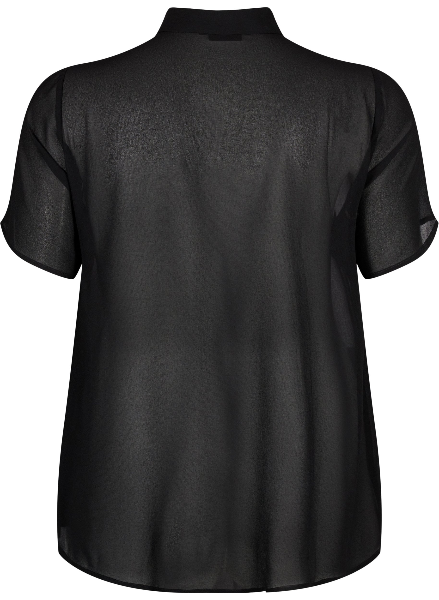 Zizzi Mhalen Ruffle Shirt in Black