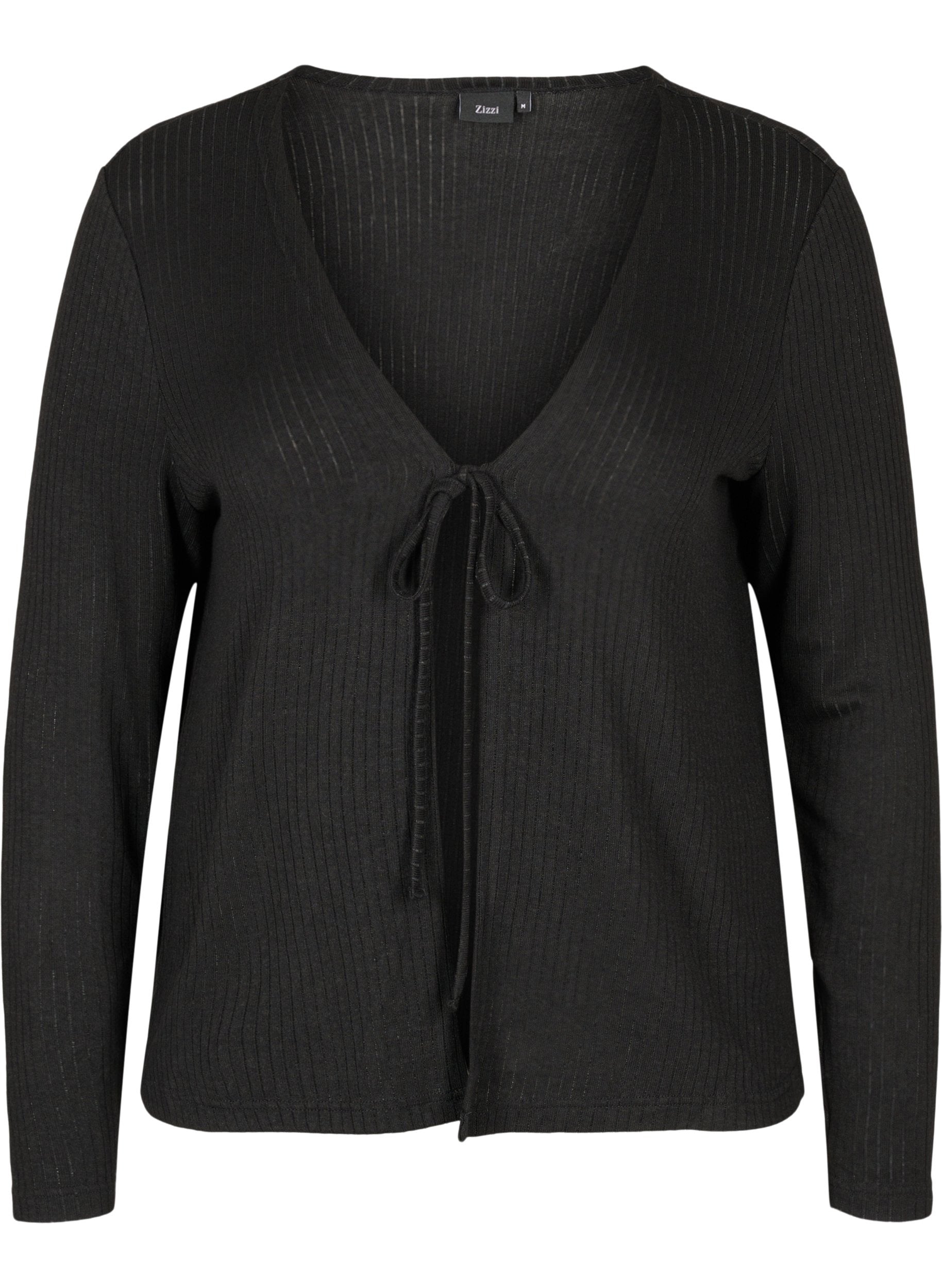 Zizzi Tie String Cardigan in Black