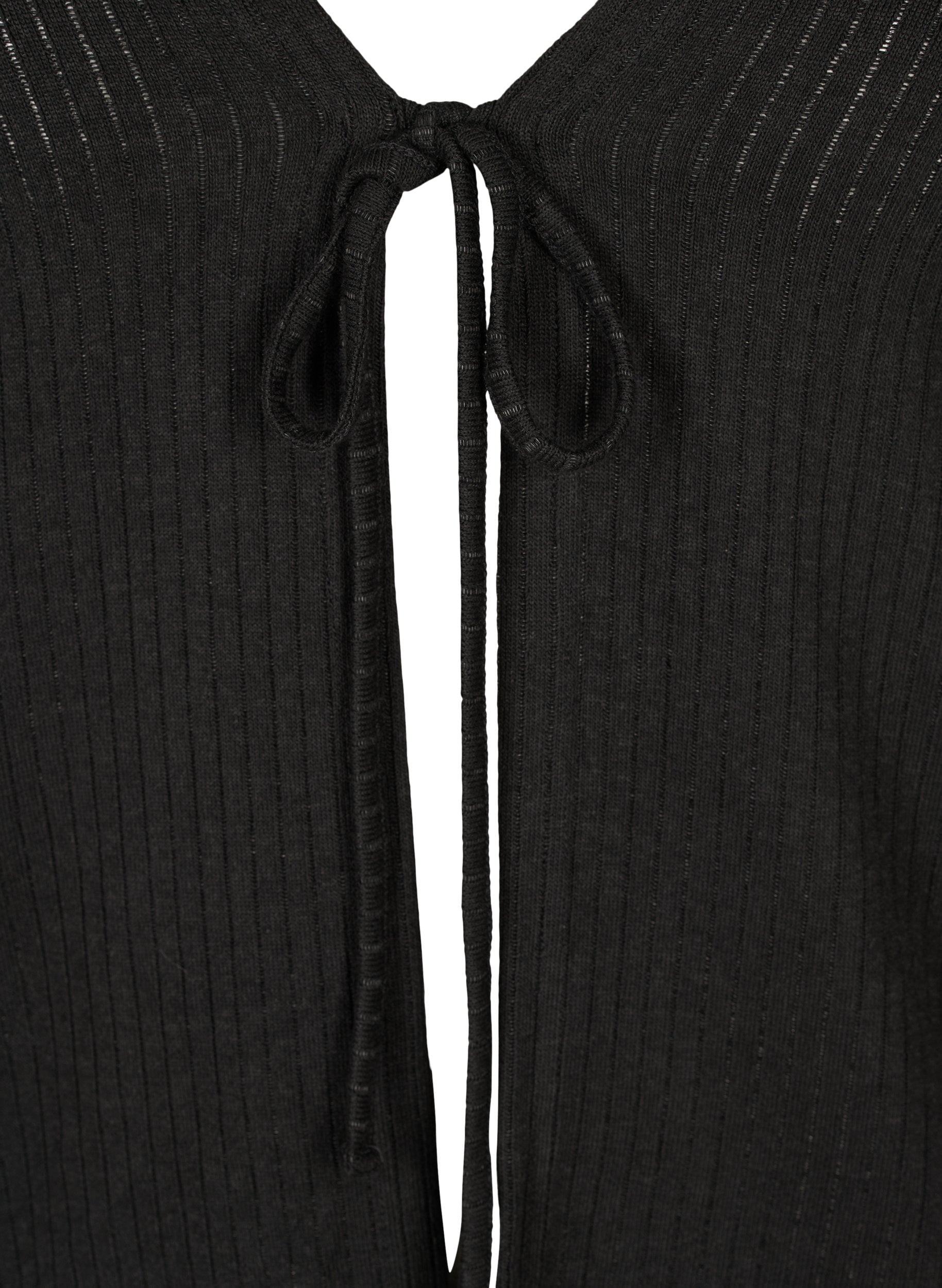 Zizzi Tie String Cardigan in Black