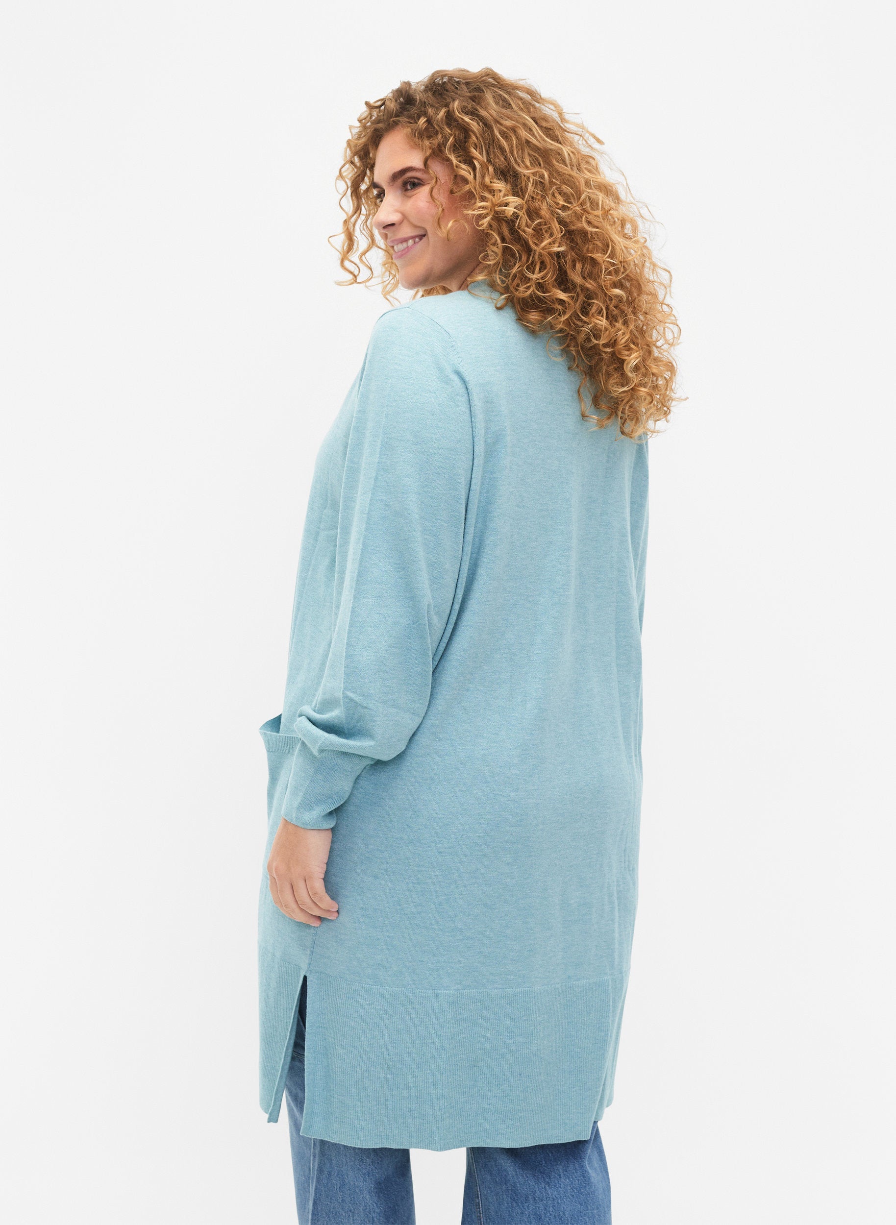 Zizzi Ella Cardigan in Aqua