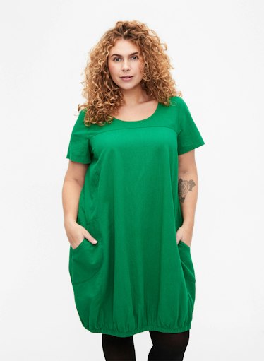 Zizzi Cotton Bubble Dress in Green