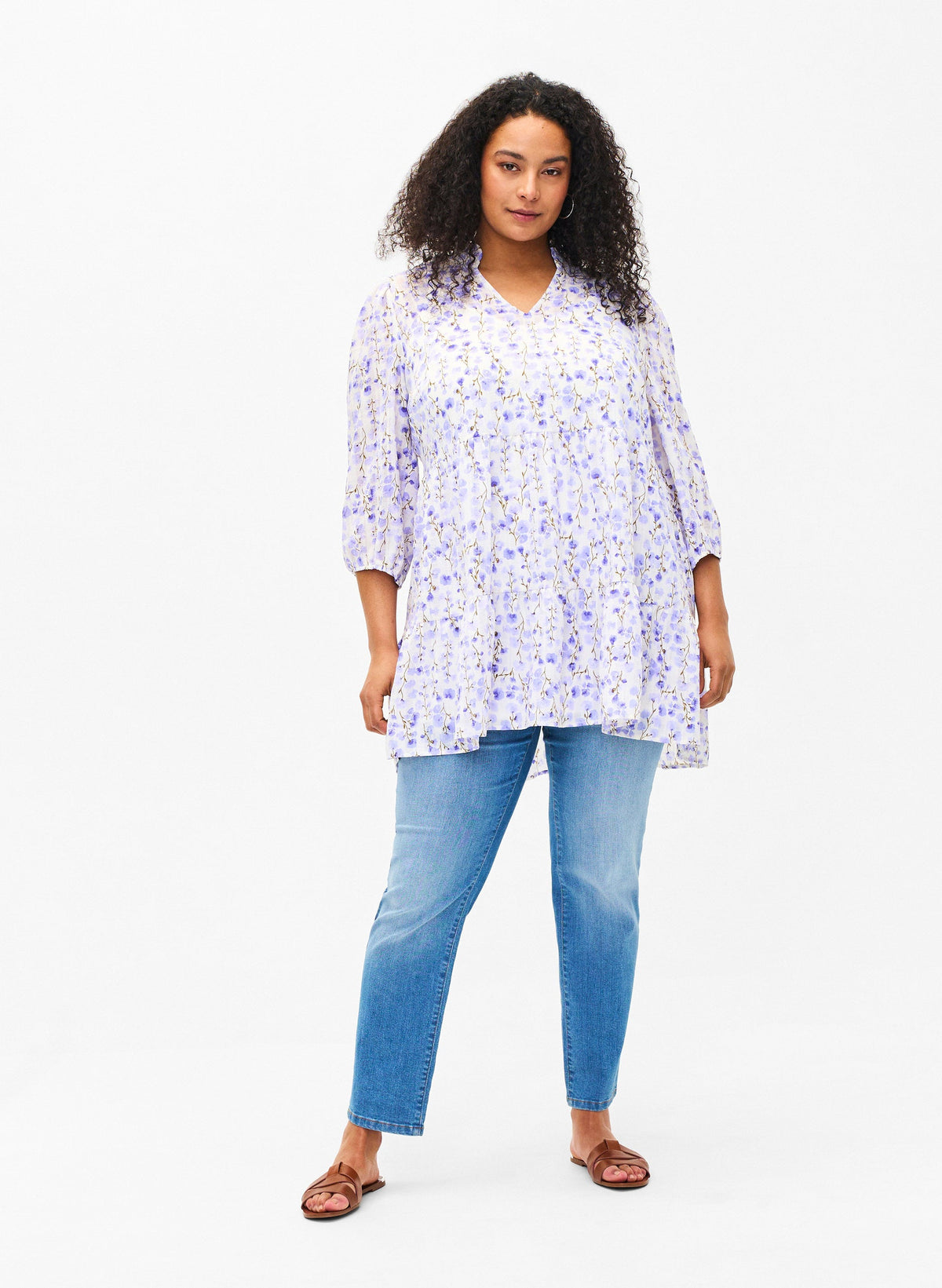 Zizzi Yara Tunic in Purple Floral