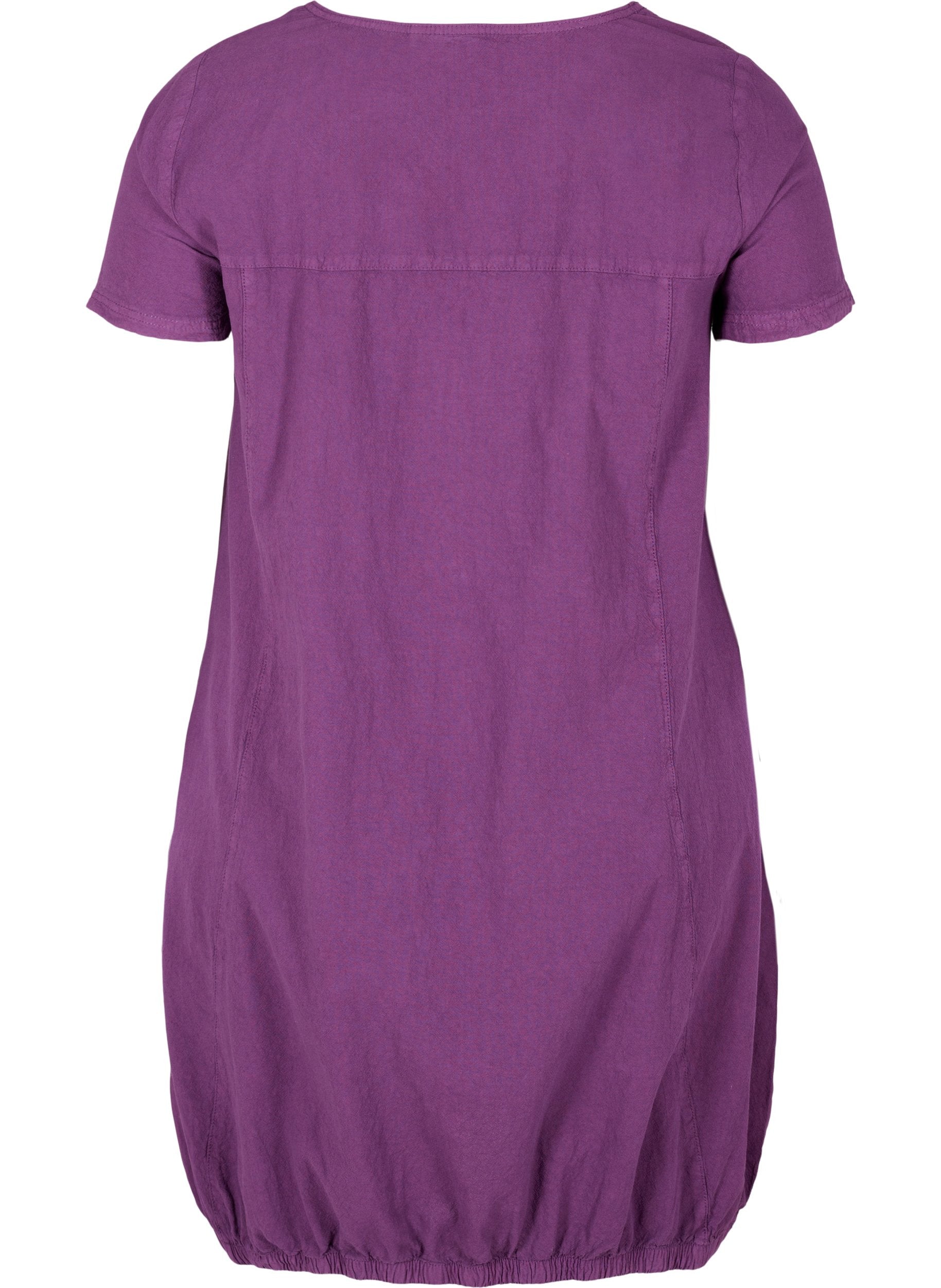 Zizzi Cotton Bubble Dress in Purple - Wardrobe Plus