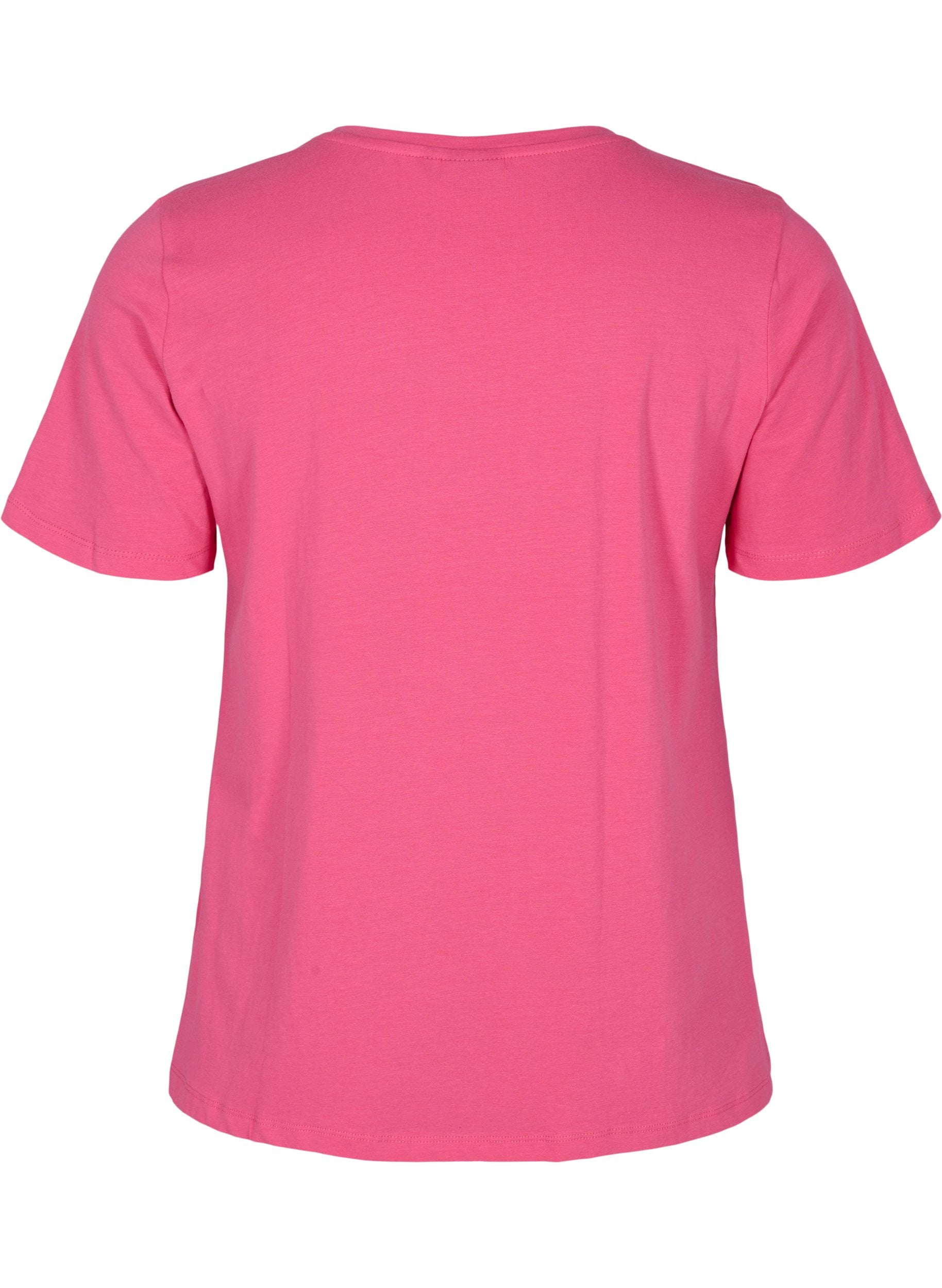 Zizzi Cotton V-Neck Tee in Pink