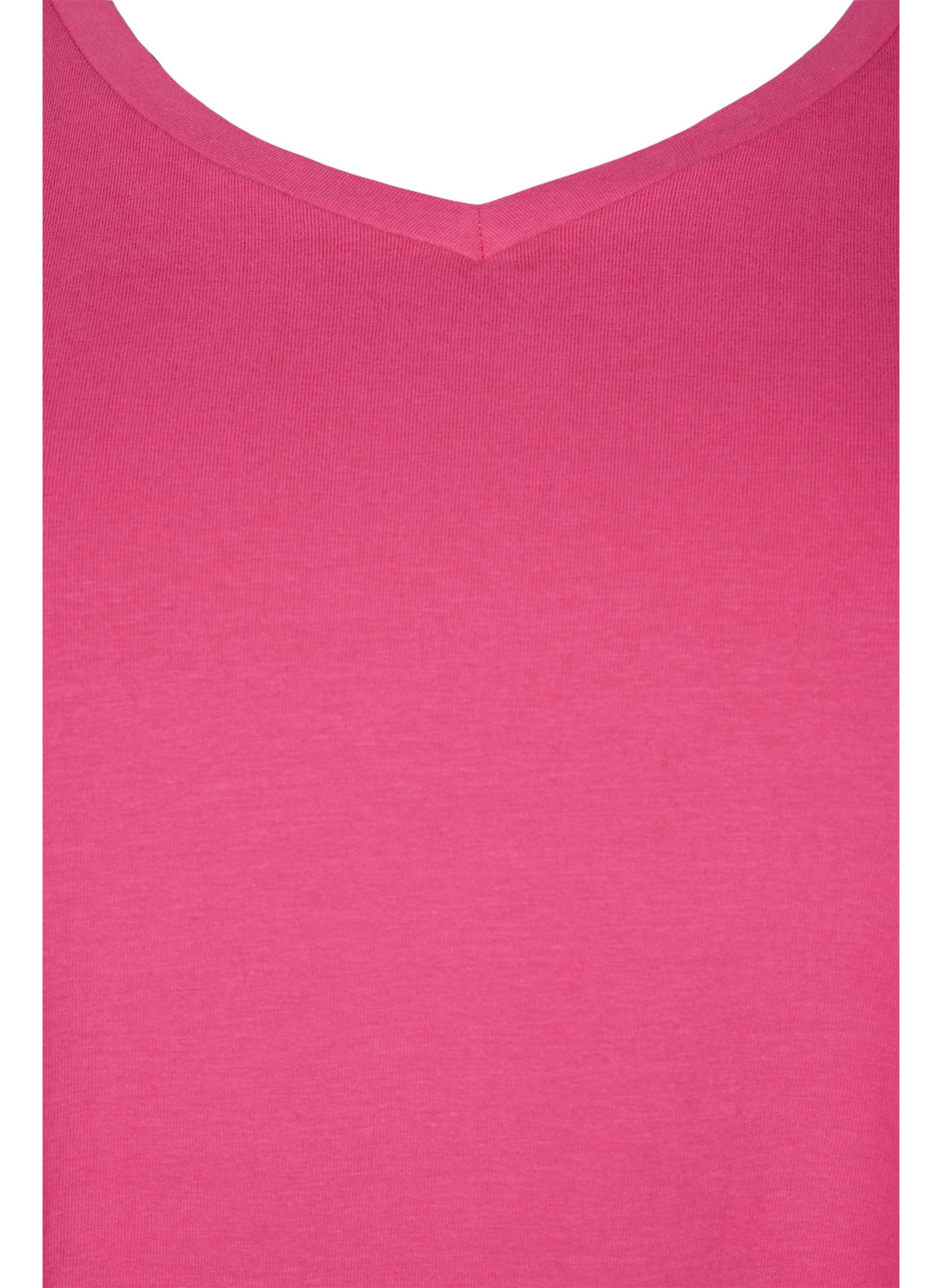 Zizzi Cotton V-Neck Tee in Pink