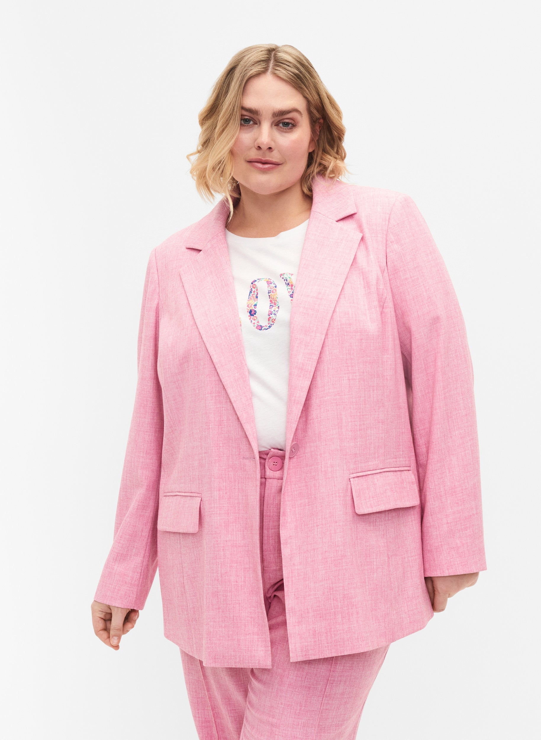 Zizzi Koopa Blazer in Rose - Wardrobe Plus
