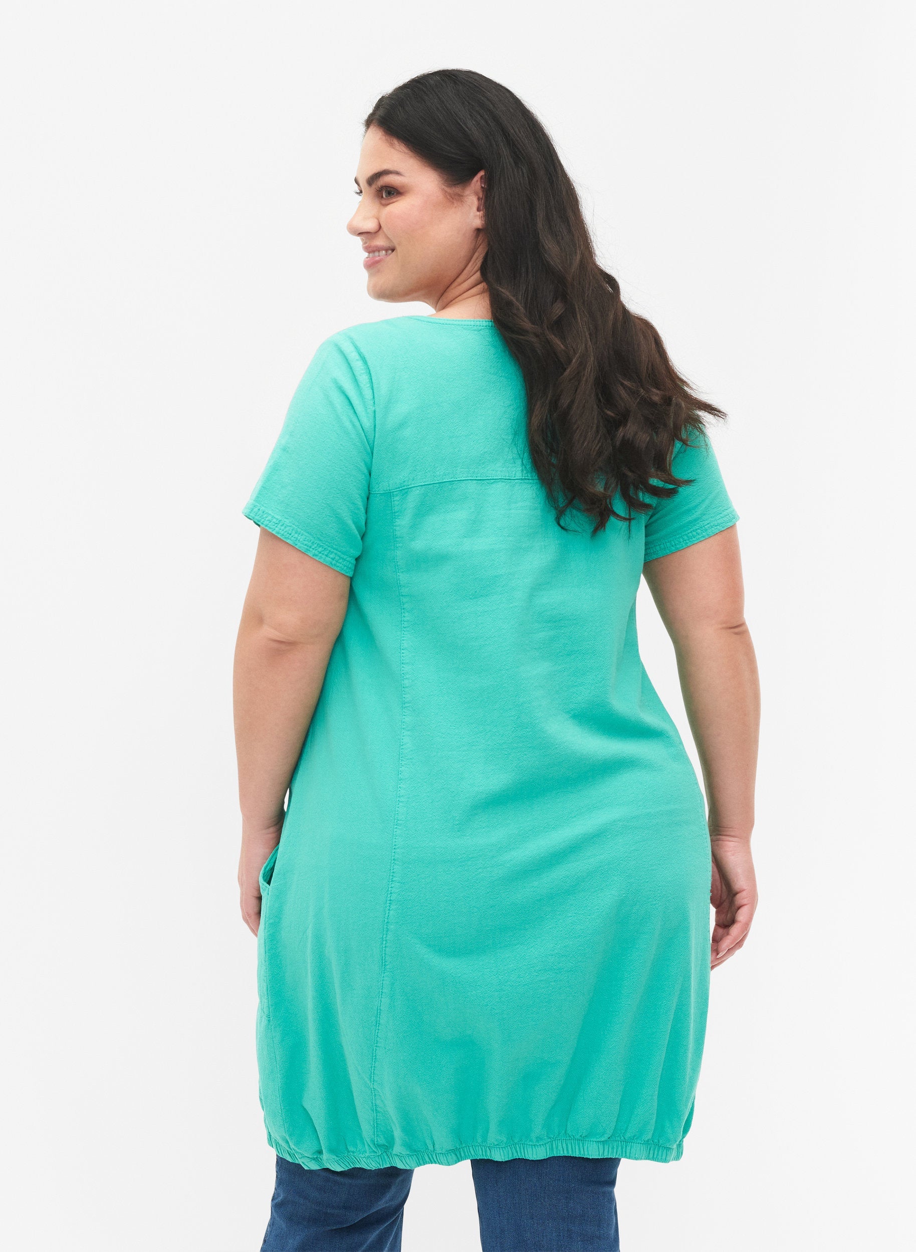Zizzi Cotton Bubble Dress in Mint - Wardrobe Plus