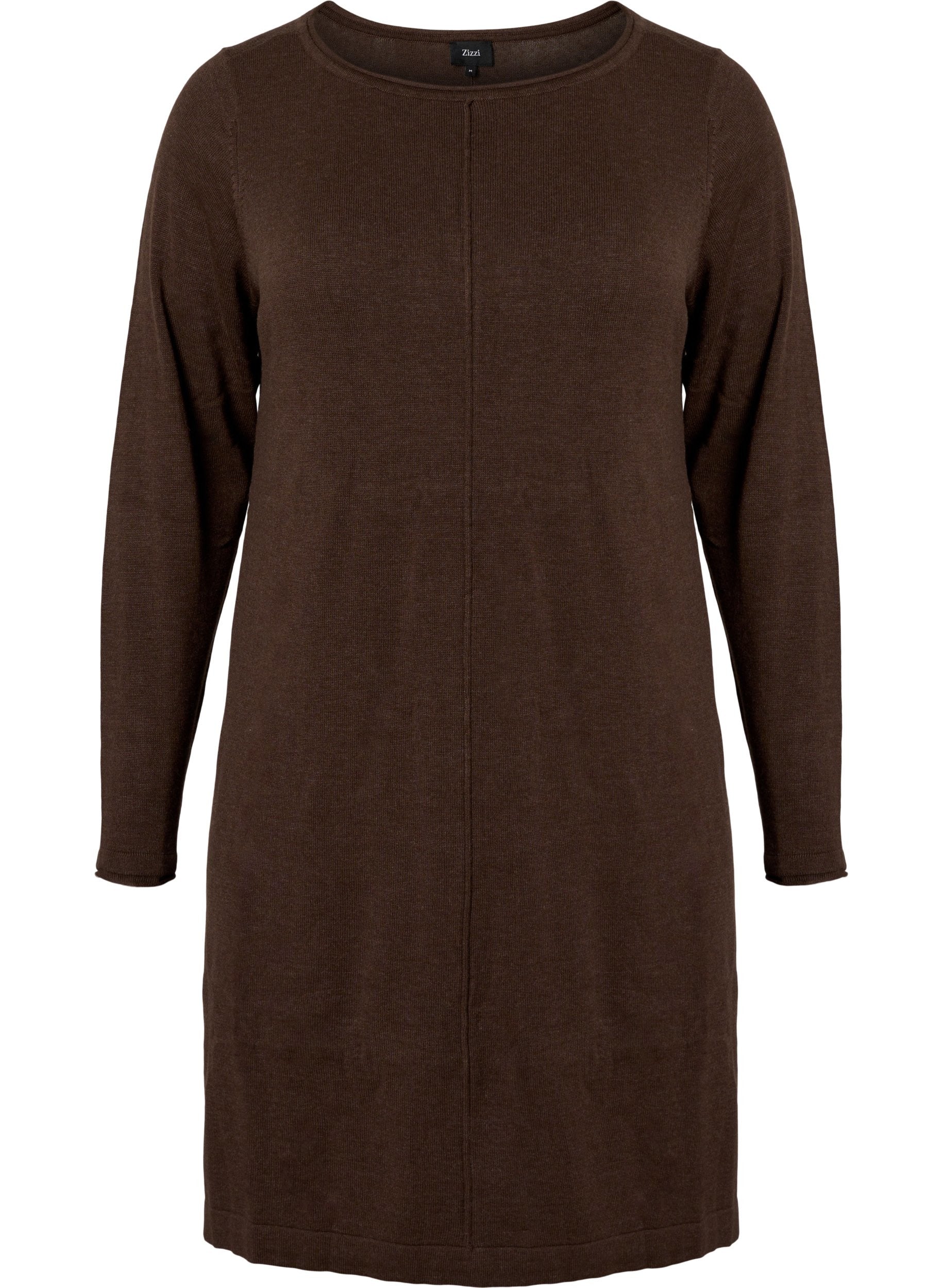 Zizzi Demi Knitted Dress in Brown