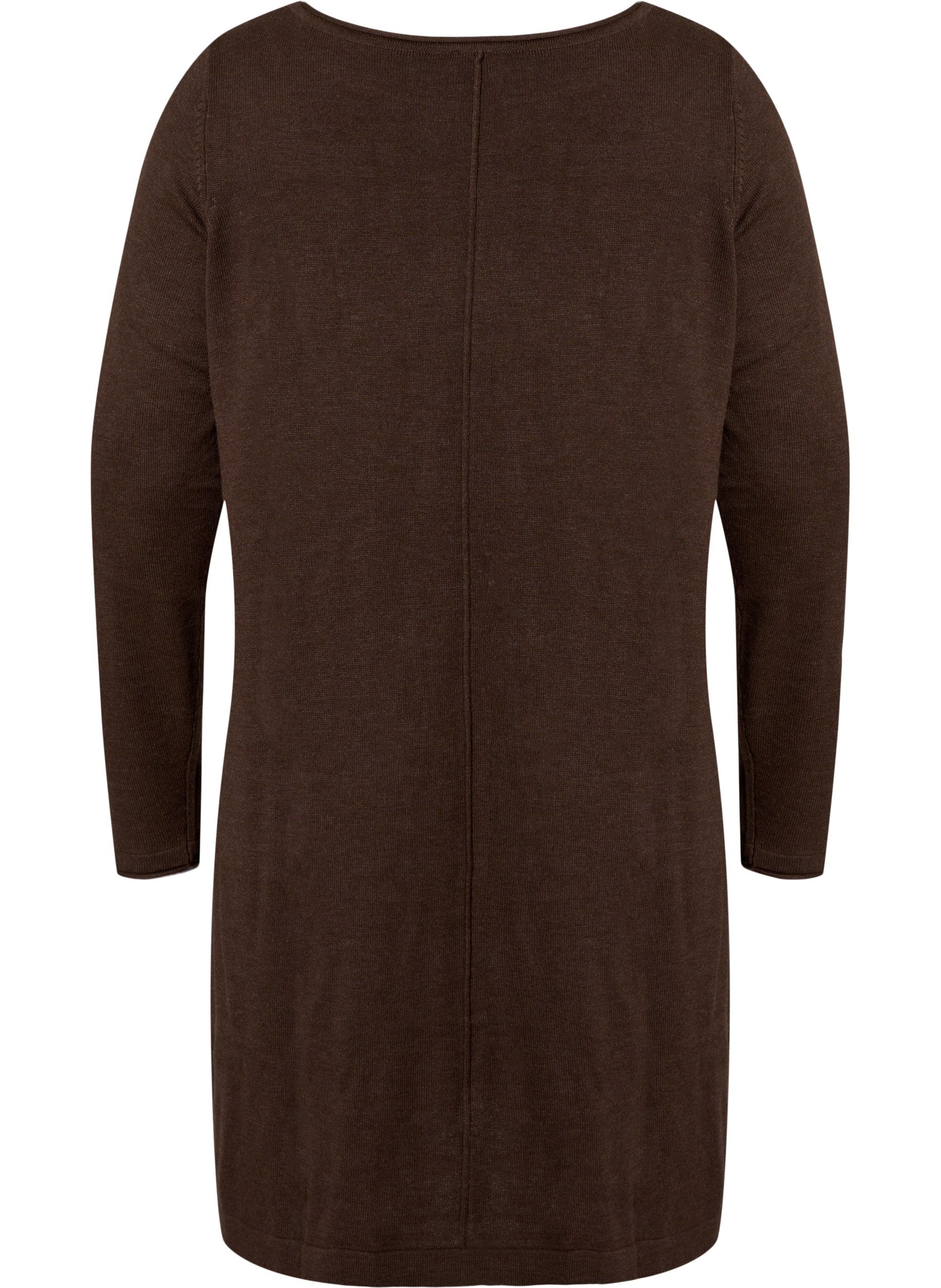 Zizzi Demi Knitted Dress in Brown