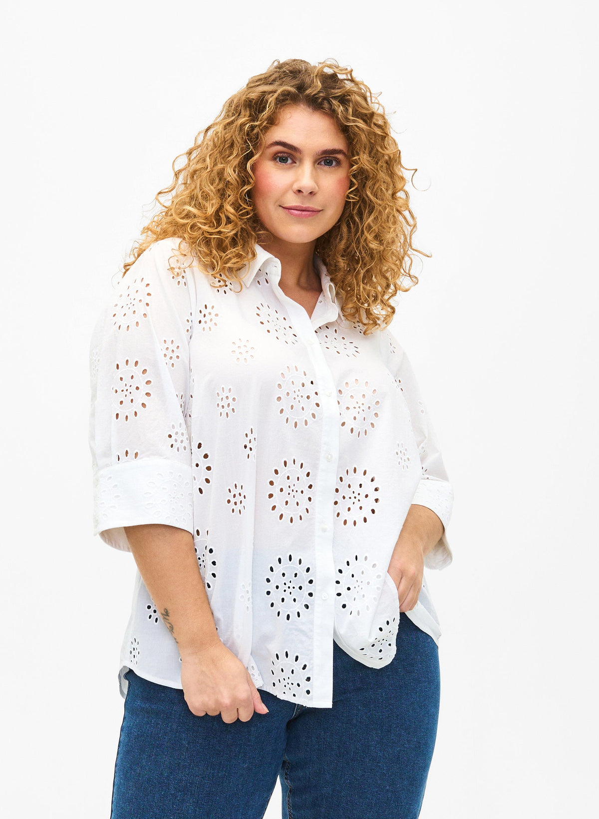 Zizzi Minna Shirt in White