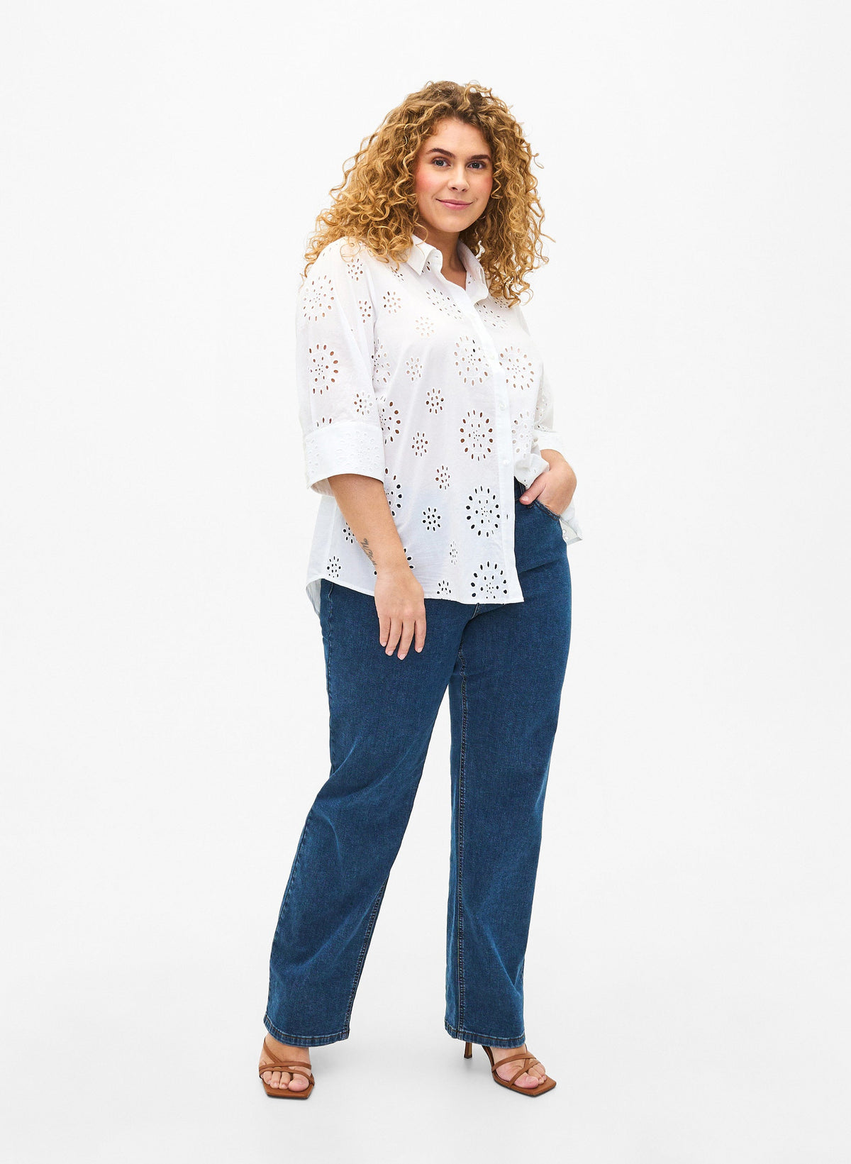 Zizzi Minna Shirt in White