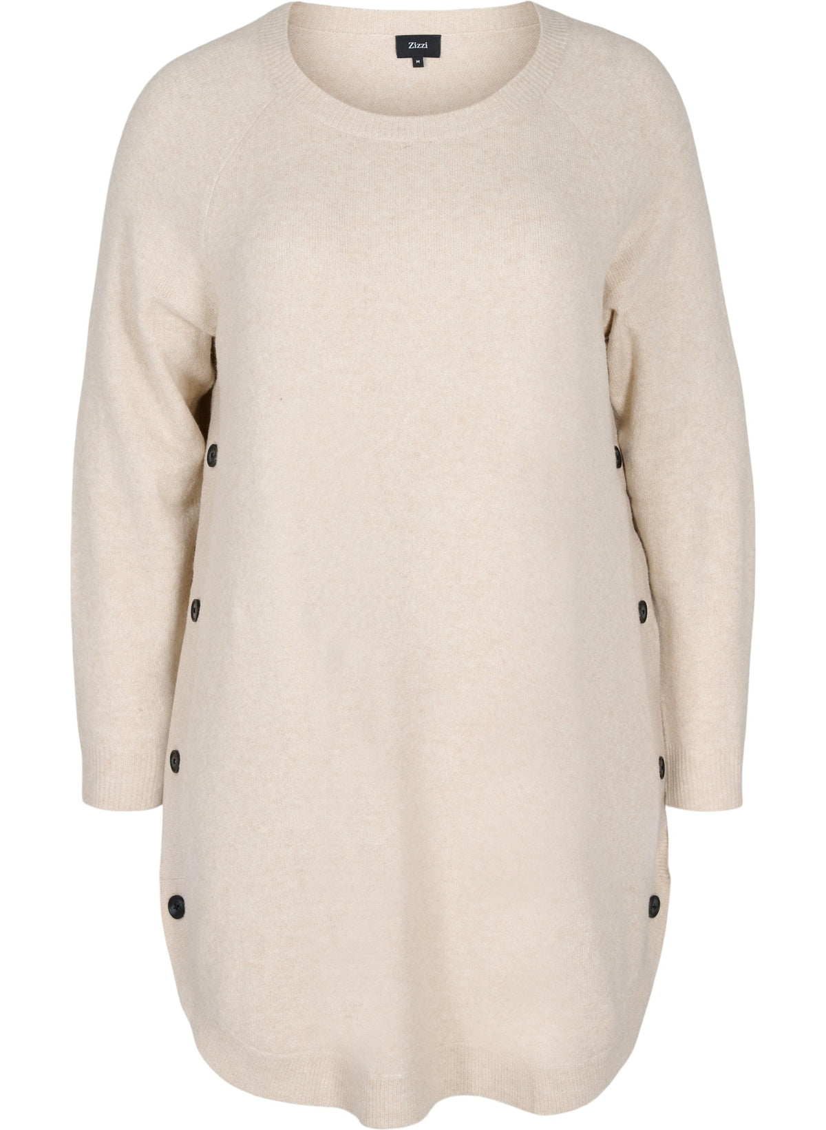 Zizzi Sunny Side Button Dress in Beige