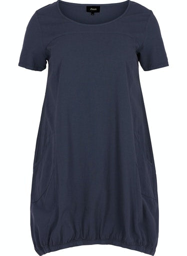 Zizzi Cotton Bubble Dress in Navy