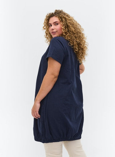 Zizzi Cotton Bubble Dress in Navy