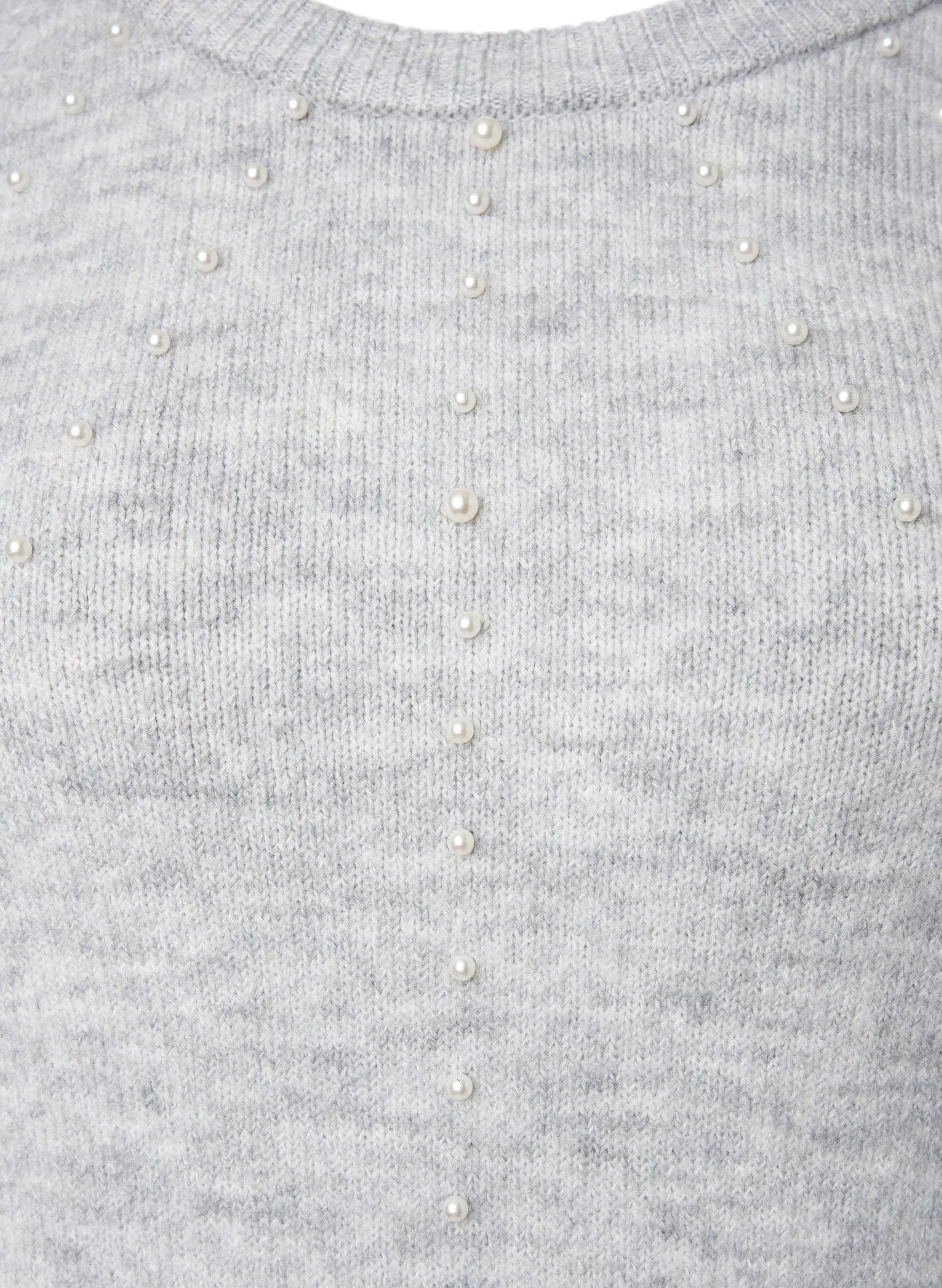 Zizzi Knitted Pearl Dress in Grey