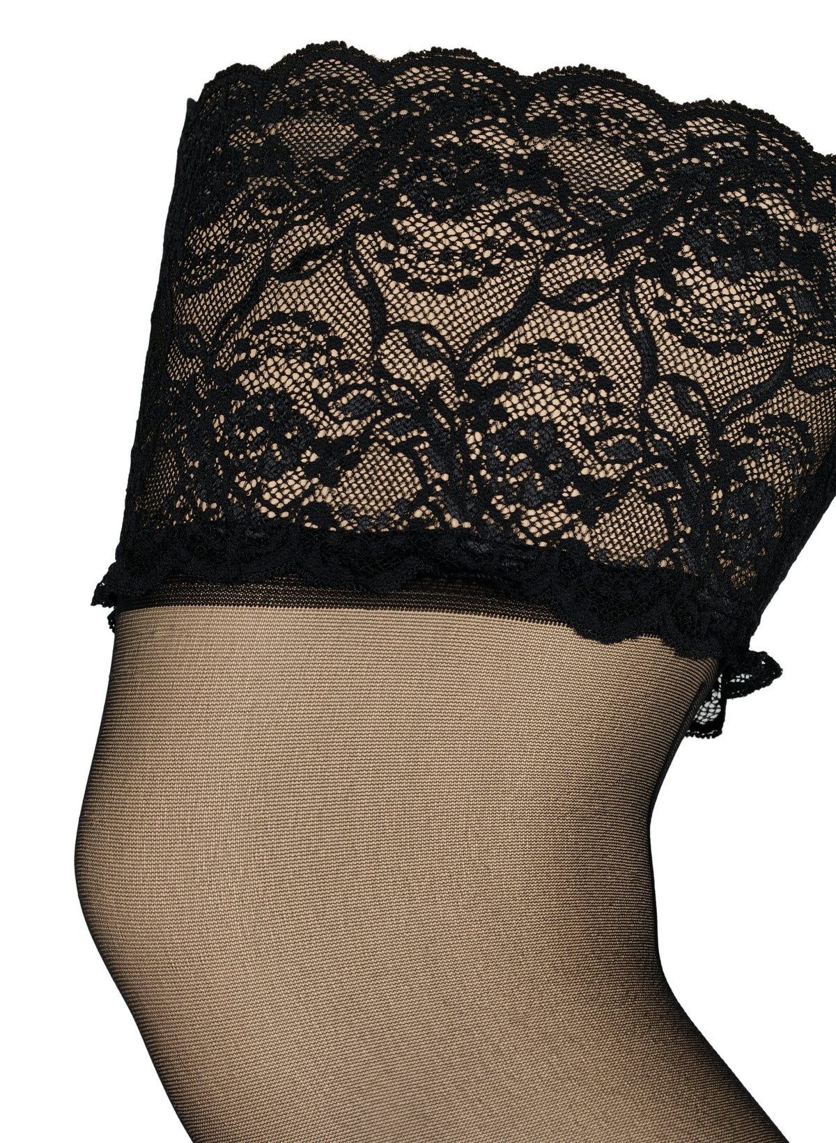 Zizzi 20 Denier Lace Stockings - Black