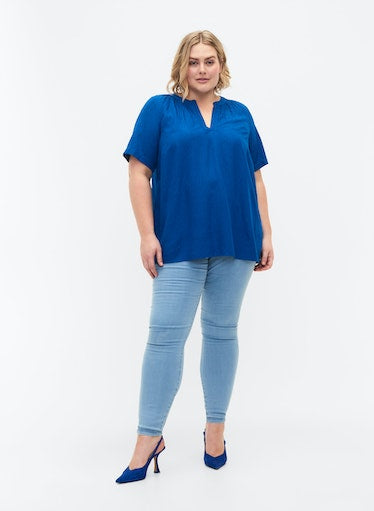 Zizzi Marley Blouse in Princess Blue - Wardrobe Plus