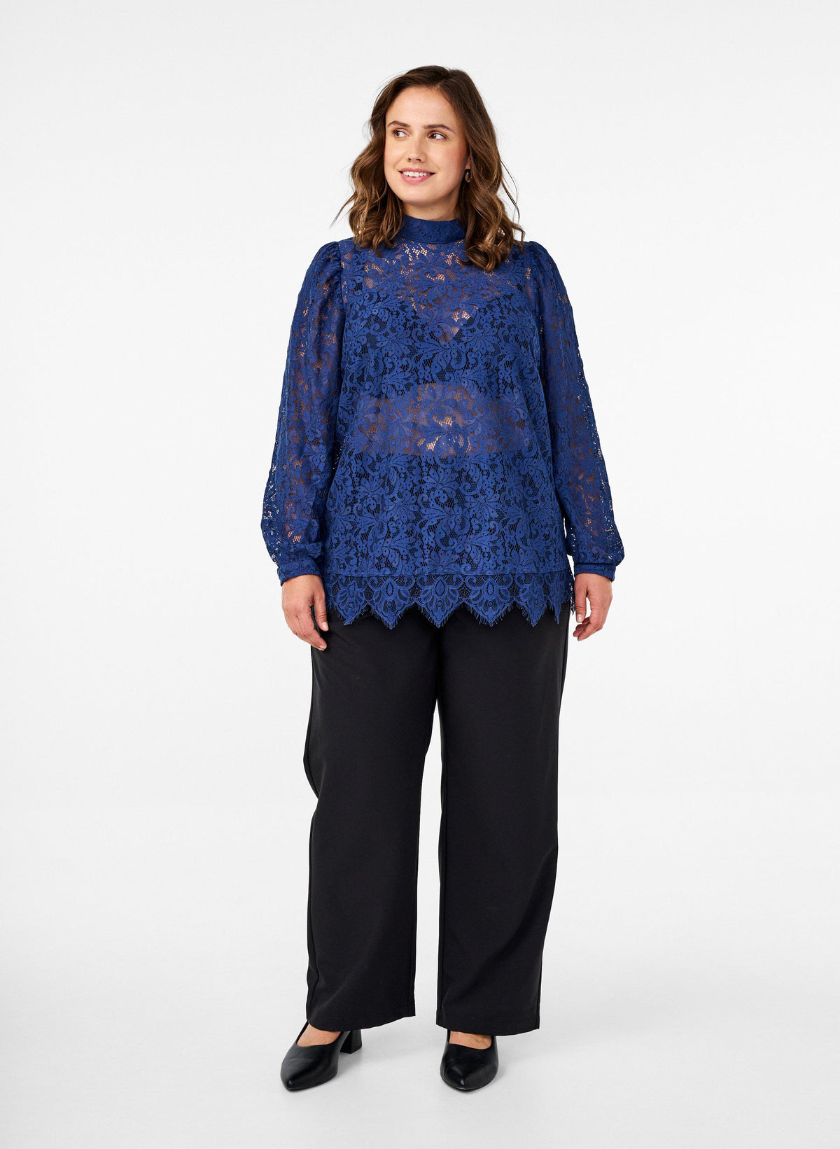 Zizzi Ginsita Lace Blouse in Blue