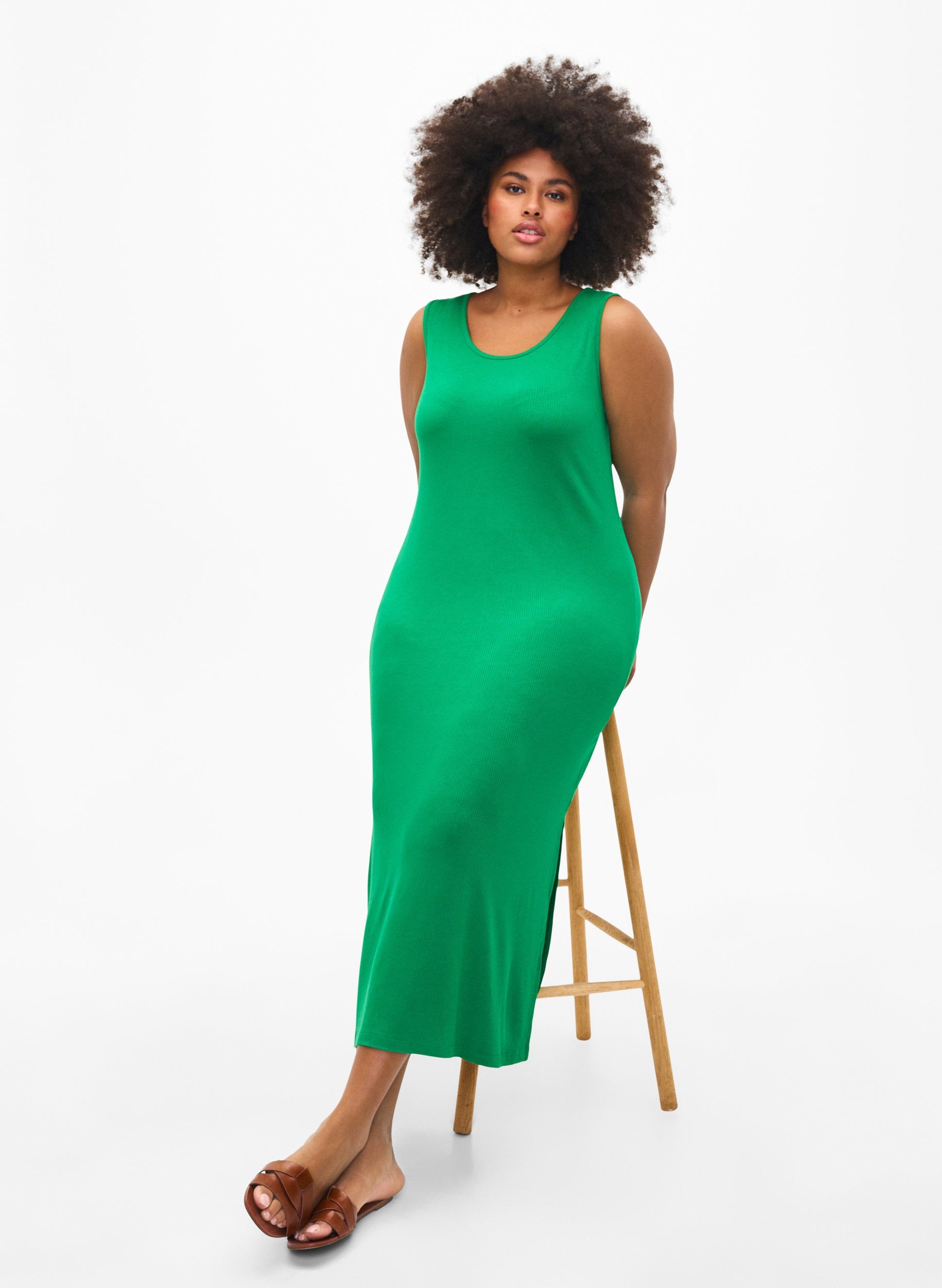Zizzi Sleeveless Carly Dress in Green