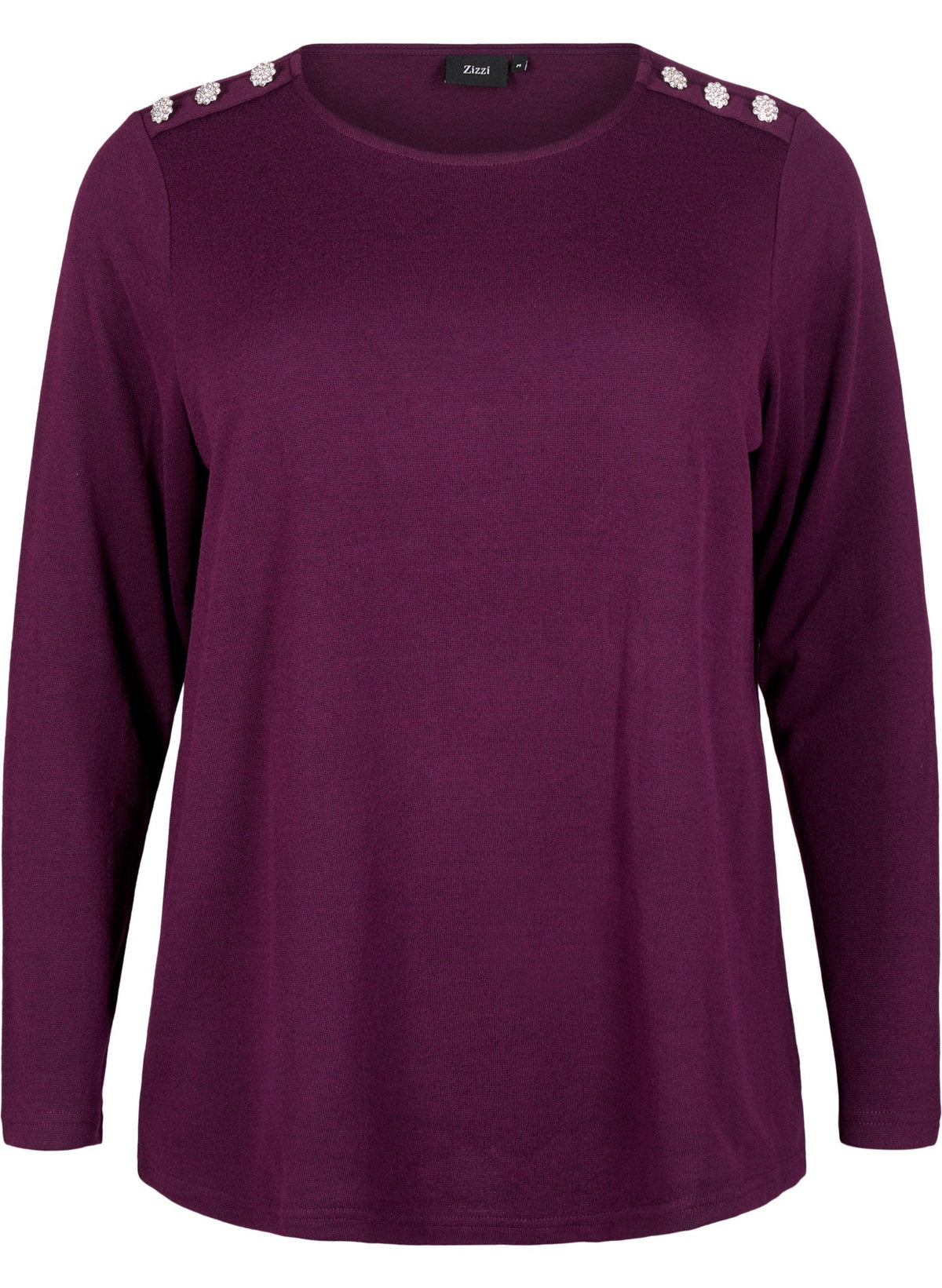 Zizzi Lucca Button Shoulder Jumper in Purple