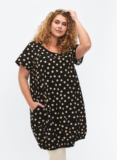 Zizzi Cotton Bubble Dress in Polka Dot