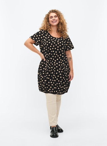 Zizzi Cotton Bubble Dress in Polka Dot