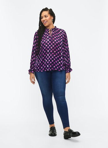 Zizzi Lucy Dot Print Blouse